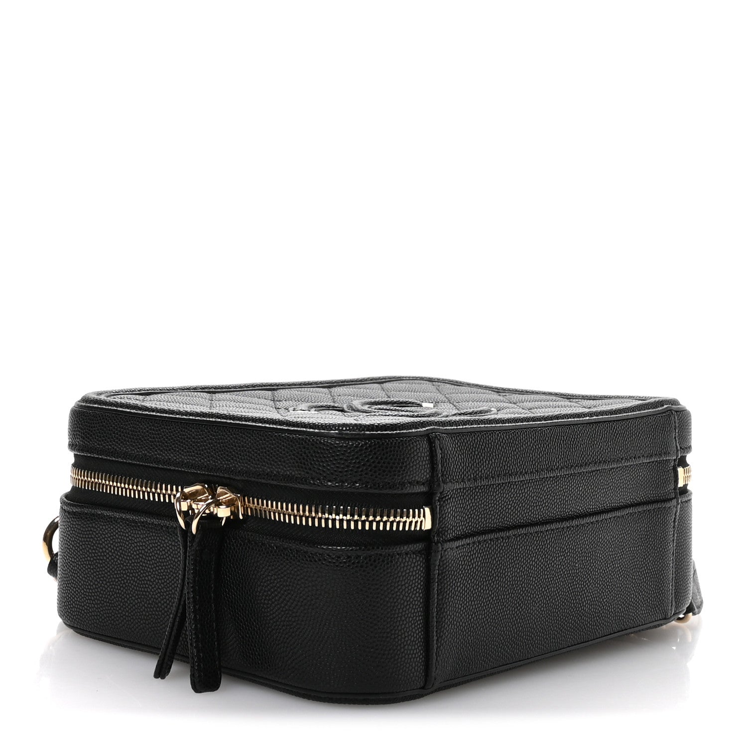 Caviar Quilted Medium CC Filigree Vanity Case Black