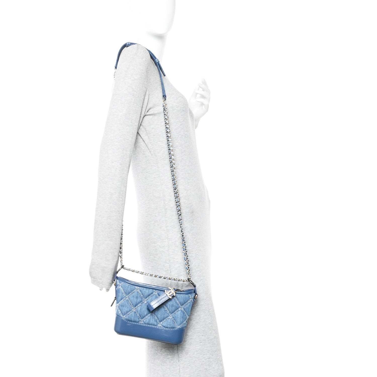 Denim Calfskin Small Gabrielle Hobo Blue