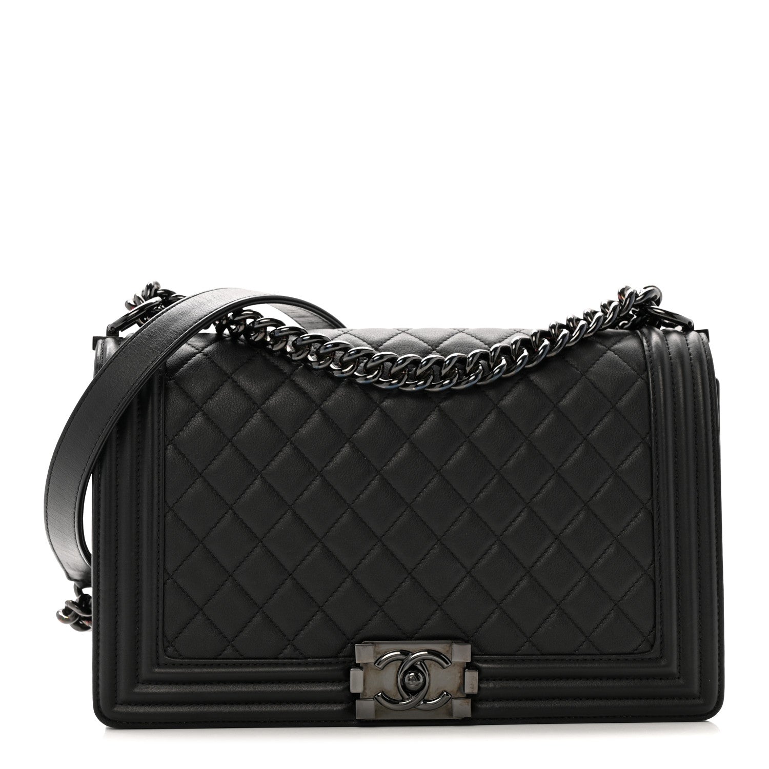 Calfskin Quilted New Medium Boy Flap So Black