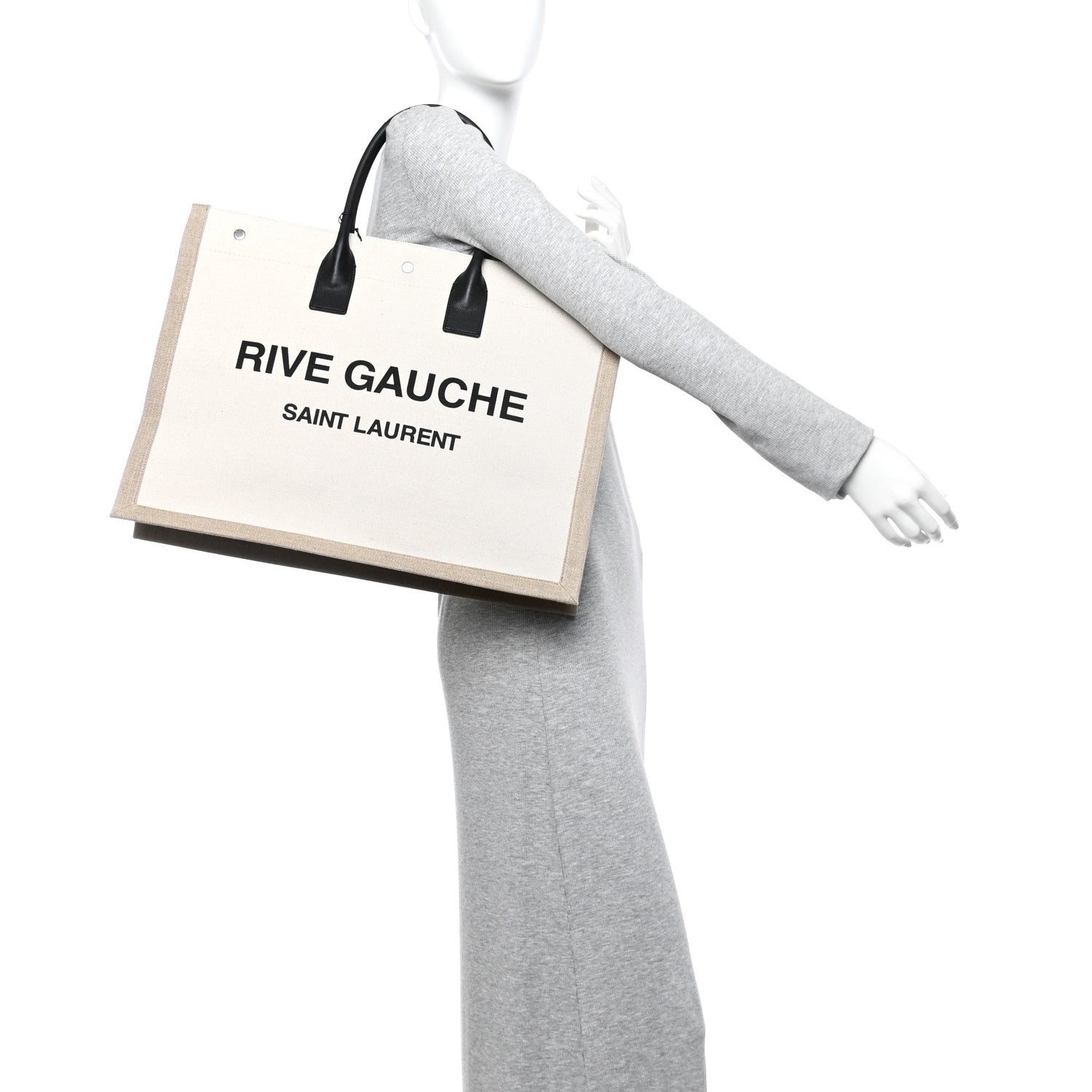 Linen Calfskin Rive Gauche Tote Greggio Natural