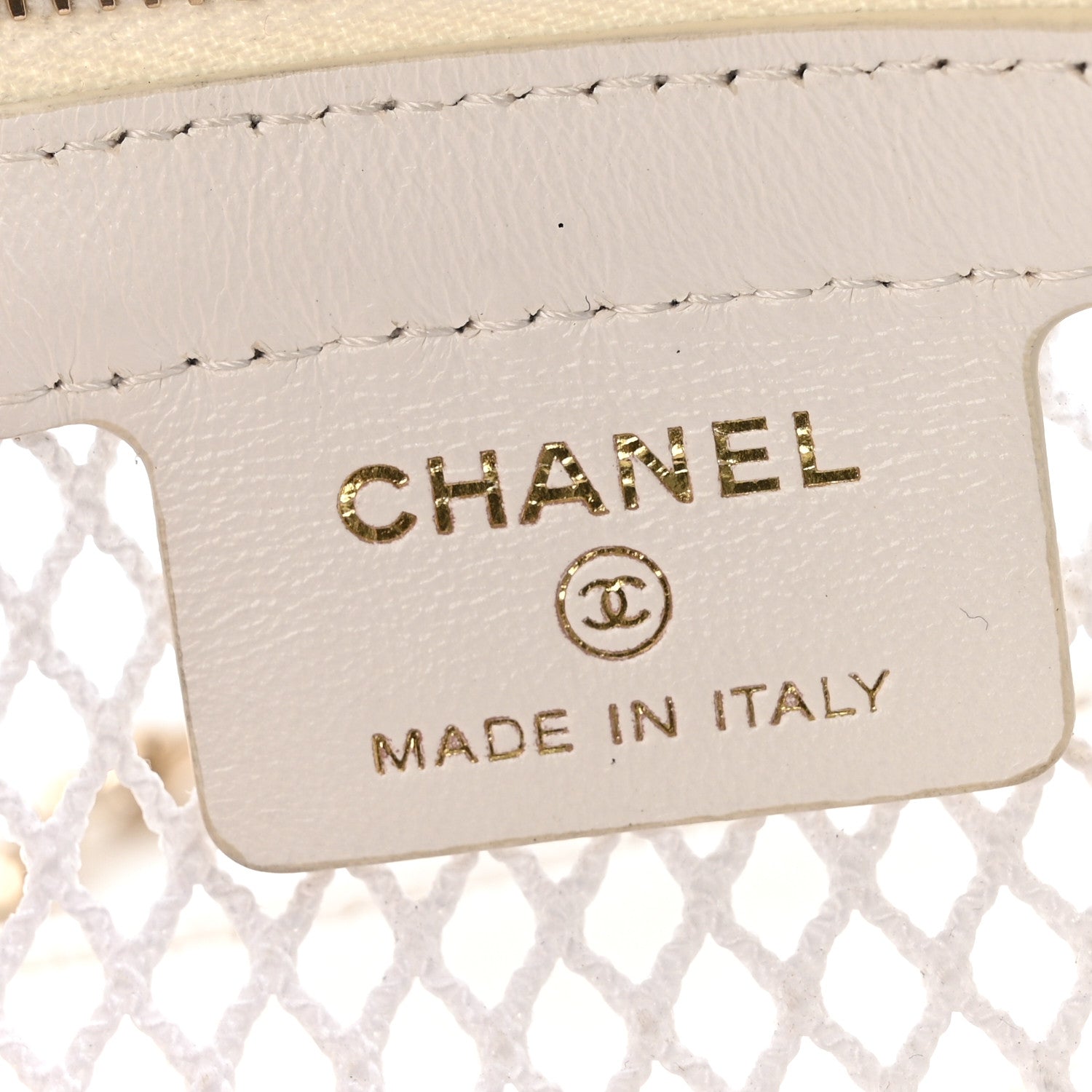 Mesh Shiny Lambskin Chain Hobo White