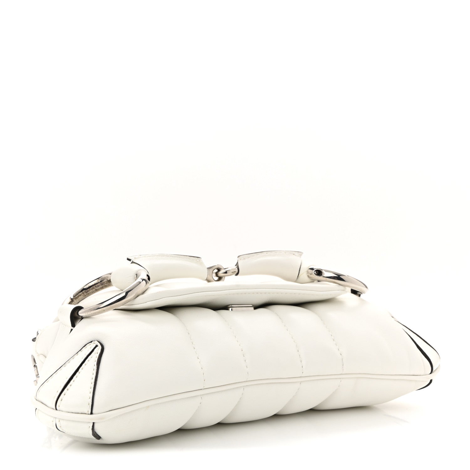 Nappa Vertical Matelasse Small Maxi Horsebit Chain Shoulder Bag Great White