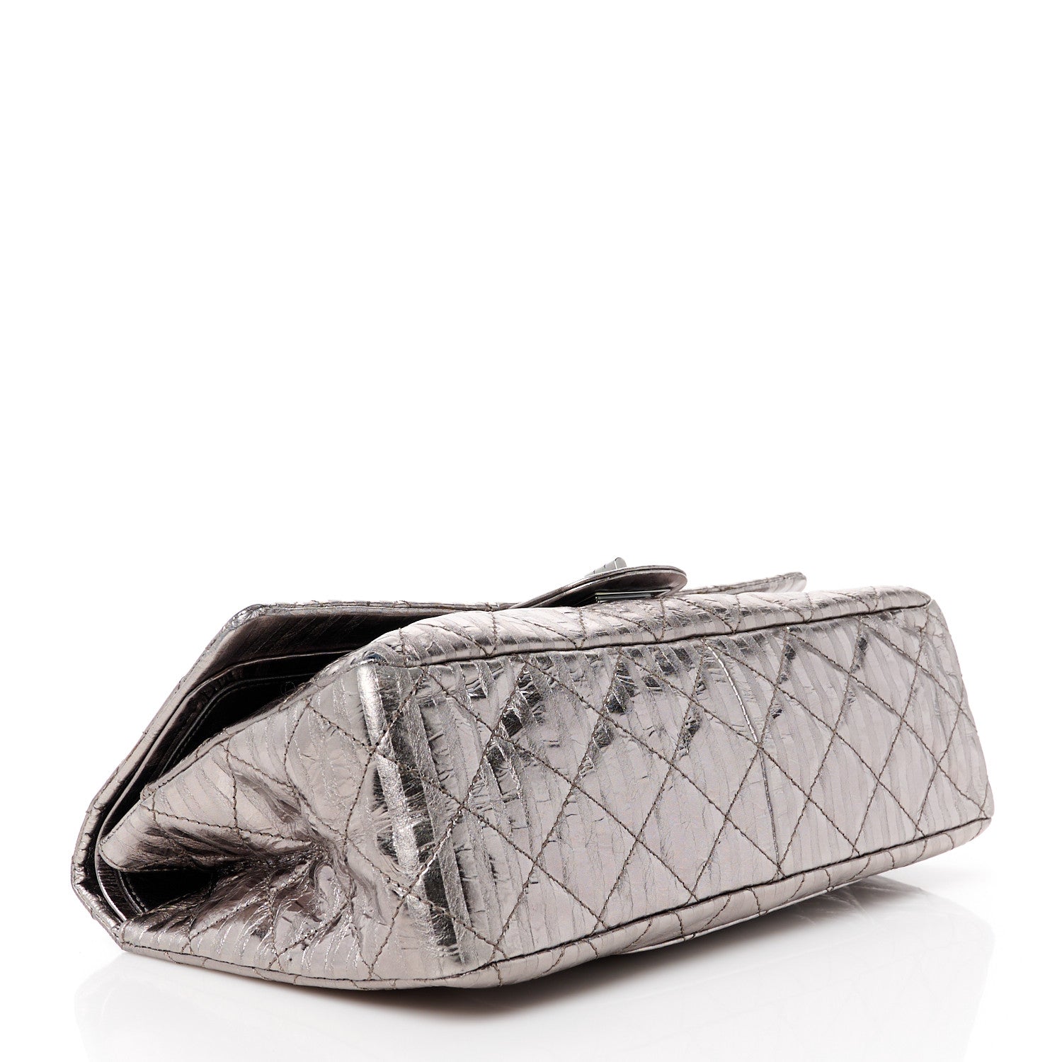 Metallic Calfskin Striped 2.55 Reissue 227 Silver