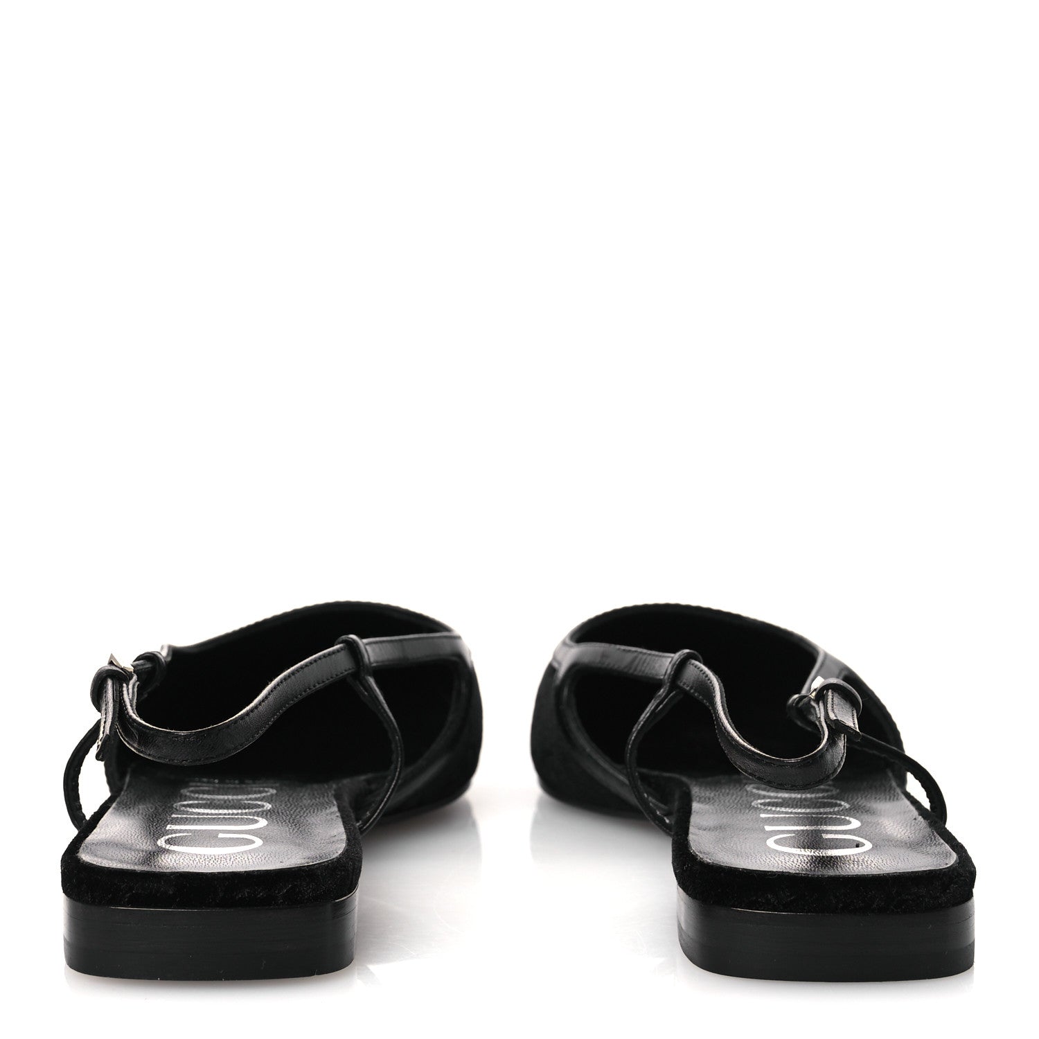 New Velvet Ashmir GG Monogram Malaga Kid Slingback Ballet Flats 37 Black