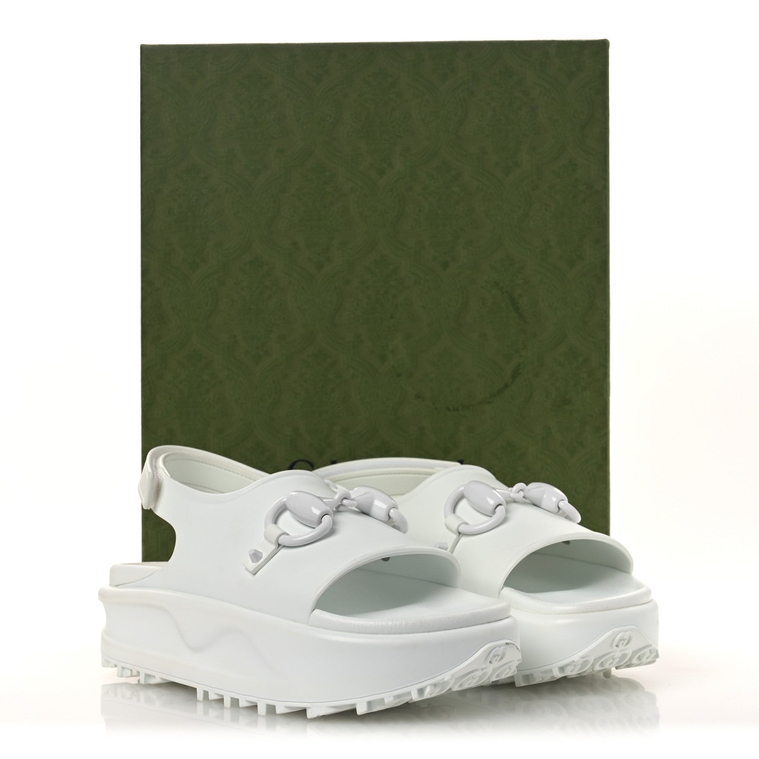 Soft Rubber Horsebit Touch Womens Strapped Sandals 38 Great White