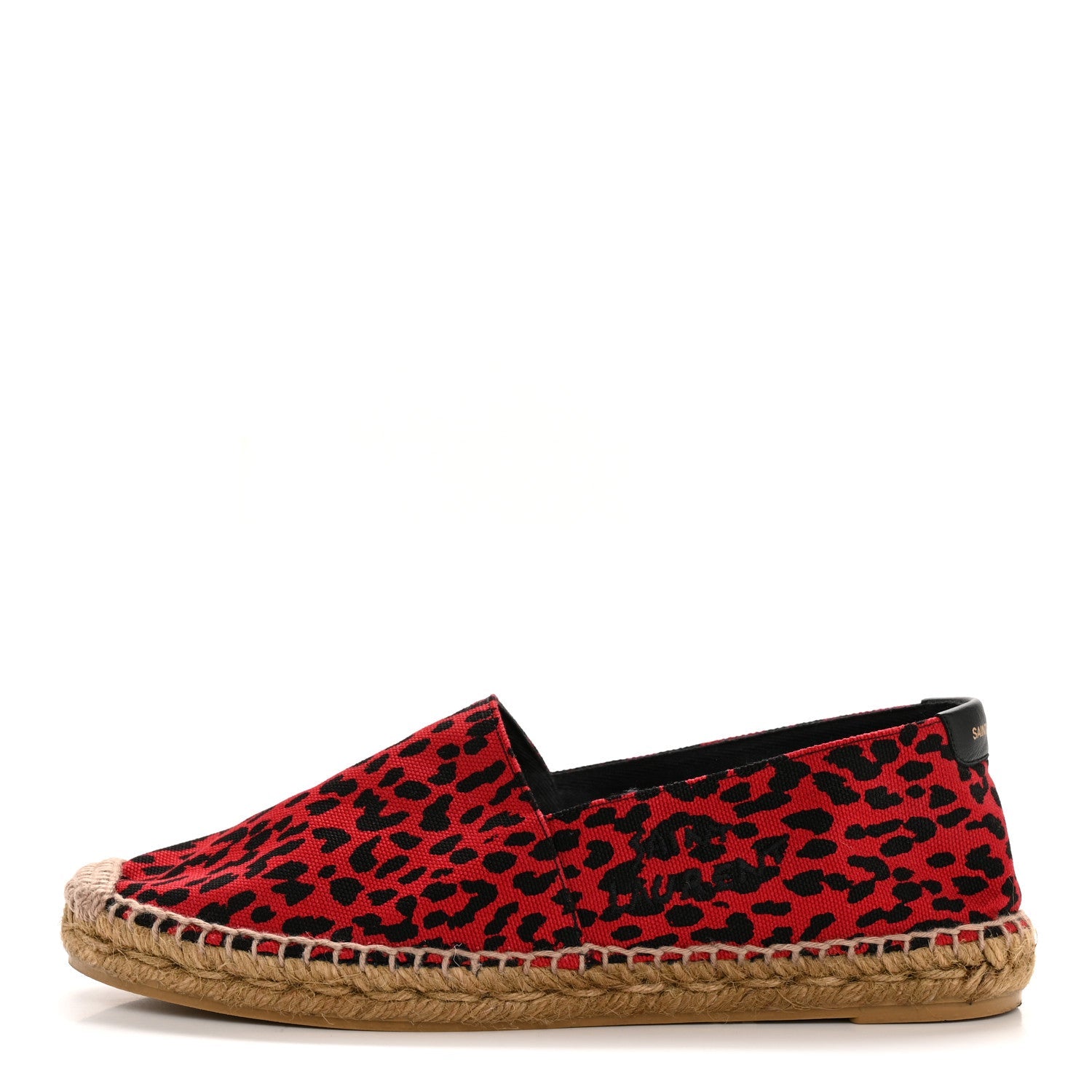 Canvas Leopard Print Espadrilles 38 Red Black