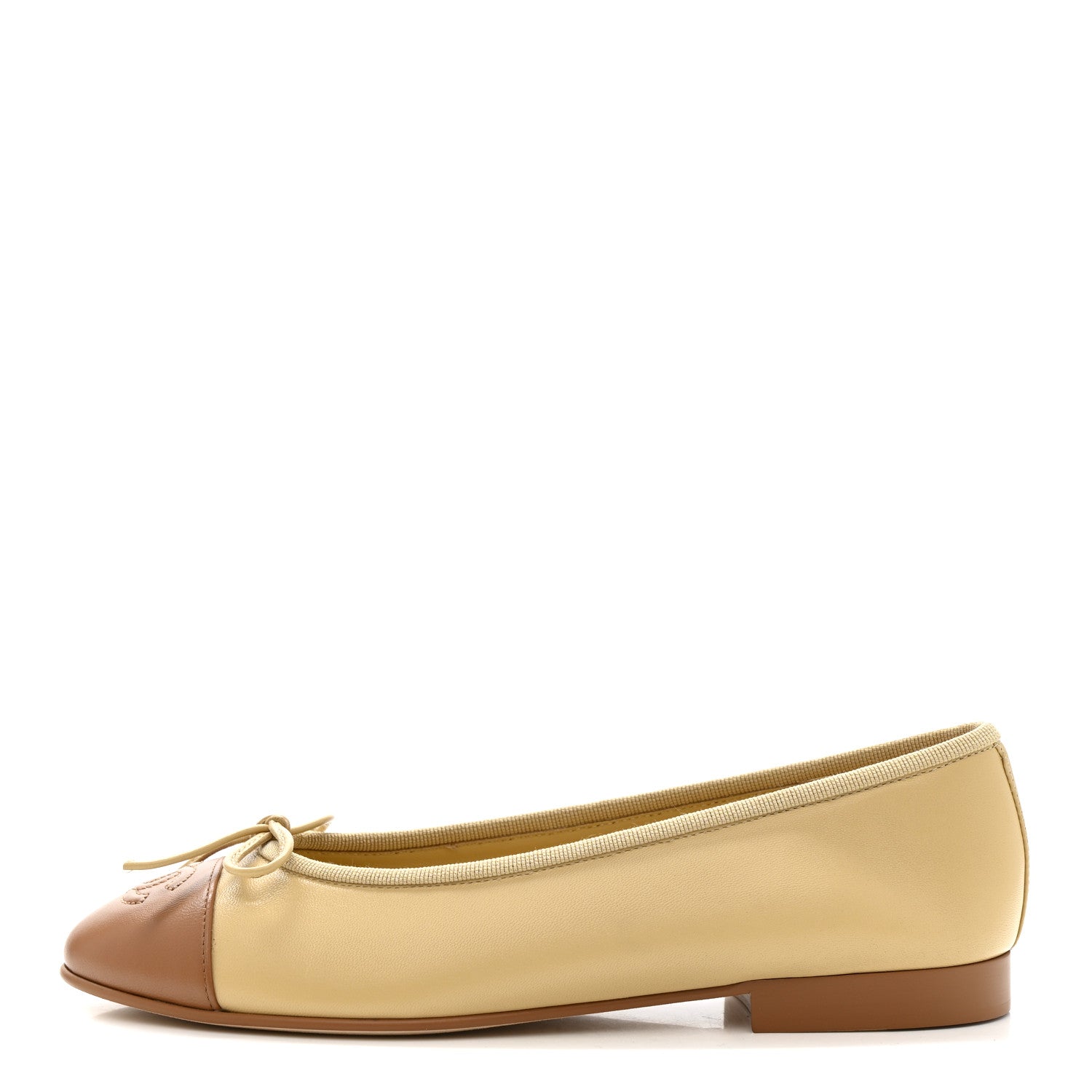 Lambskin Cap Toe CC Ballerina Flats 35.5 Beige Light Beige
