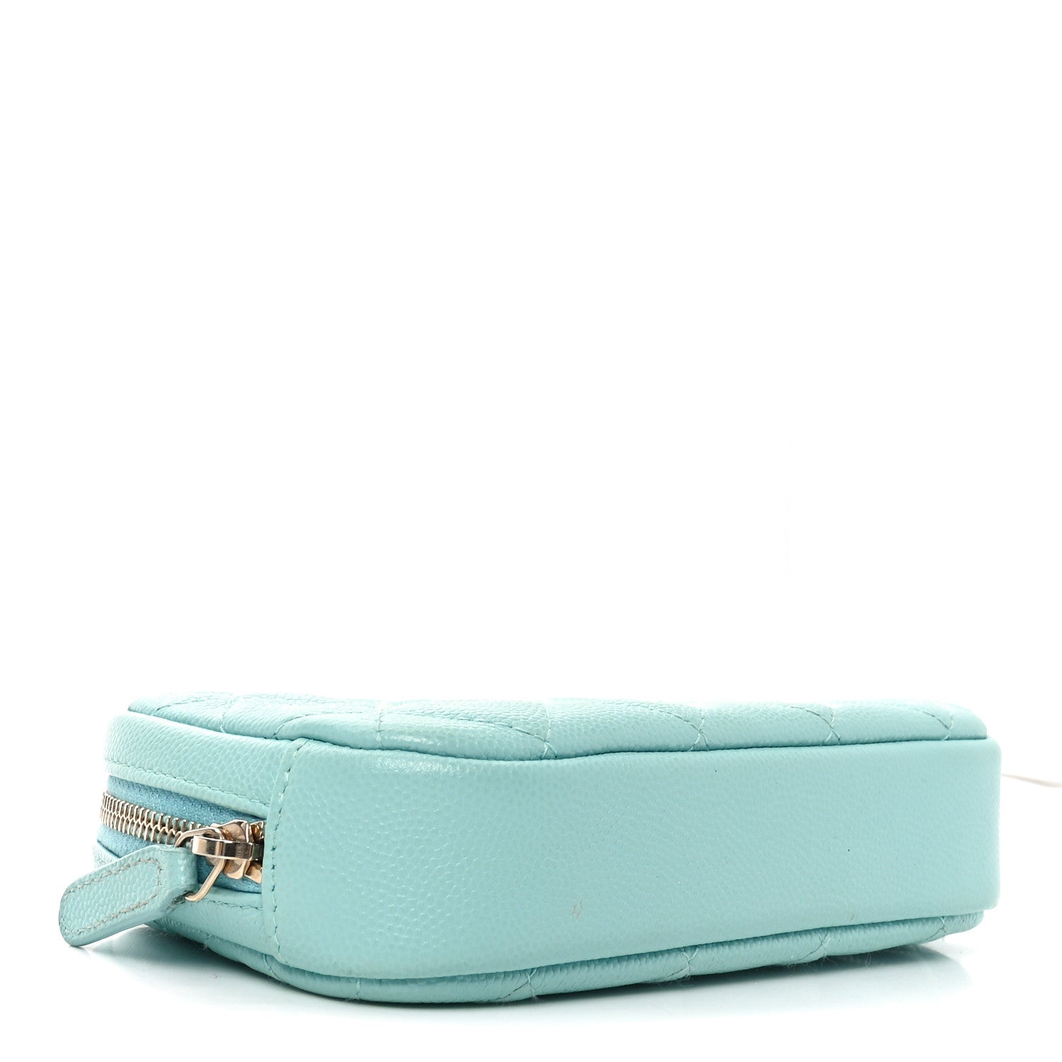 Caviar Quilted Small Curvy Pouch Cosmetic Case Light Blue