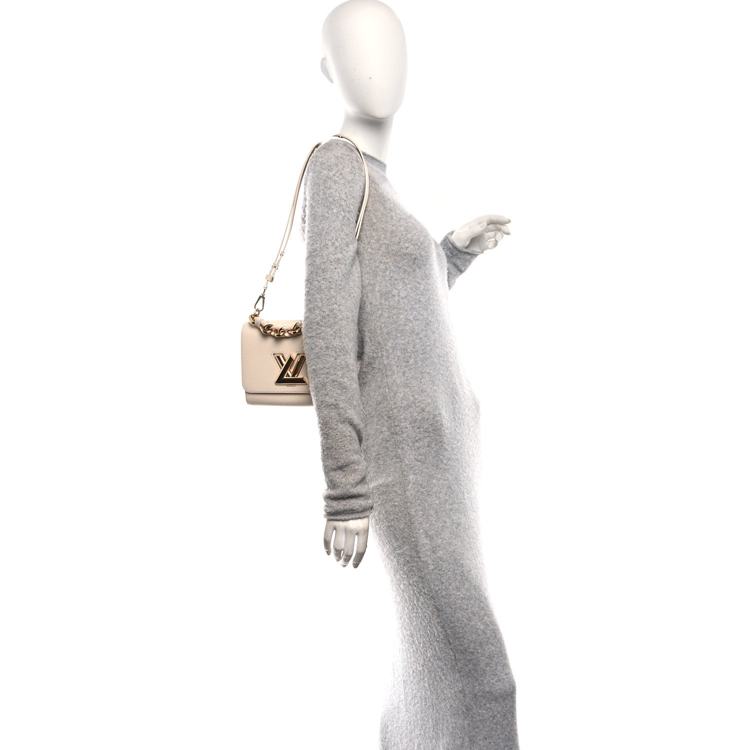 Epi Twist Braided Chain Shoulder Bag PM Quartz White