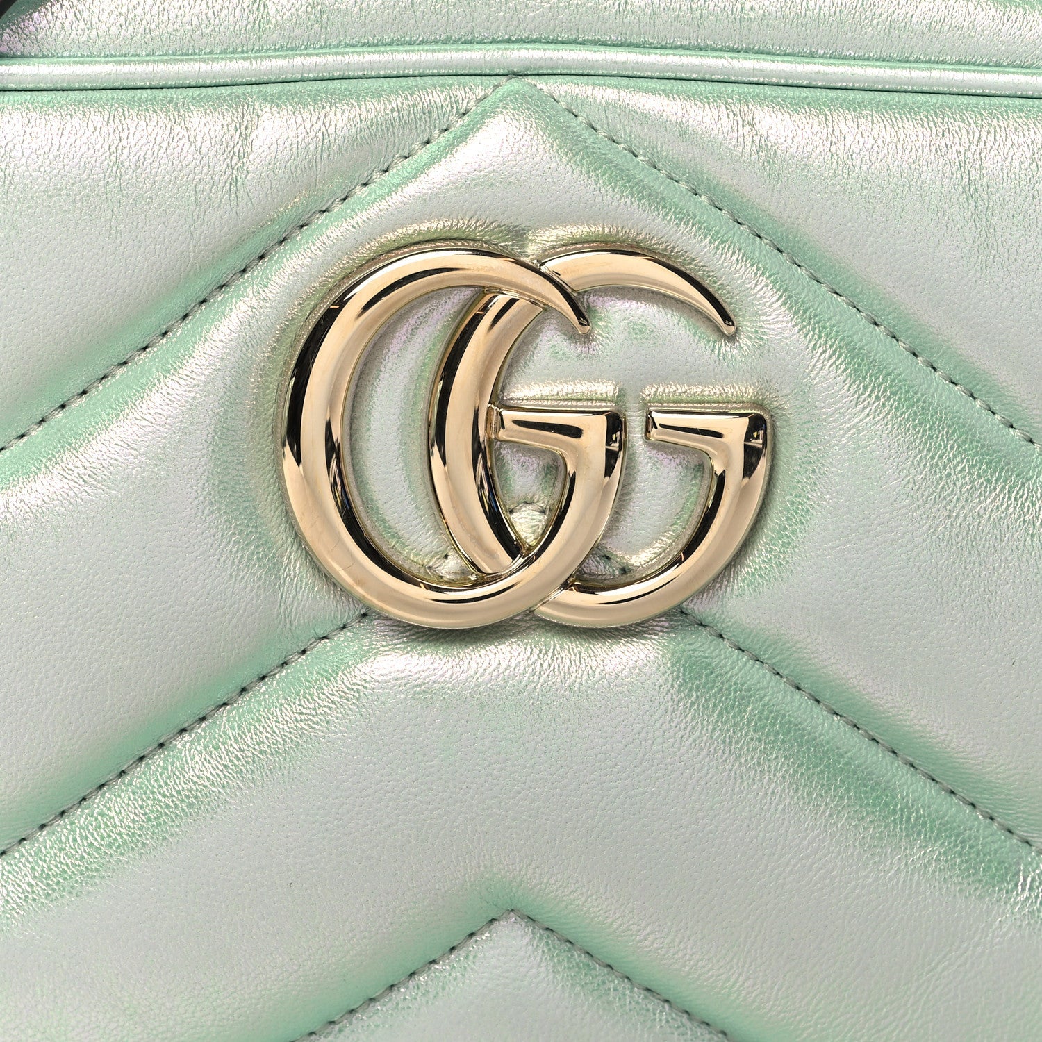 Iridescent Nappa Chevron Matelasse Small GG Marmont Chain Shoulder Bag Iridescent Salvy Green