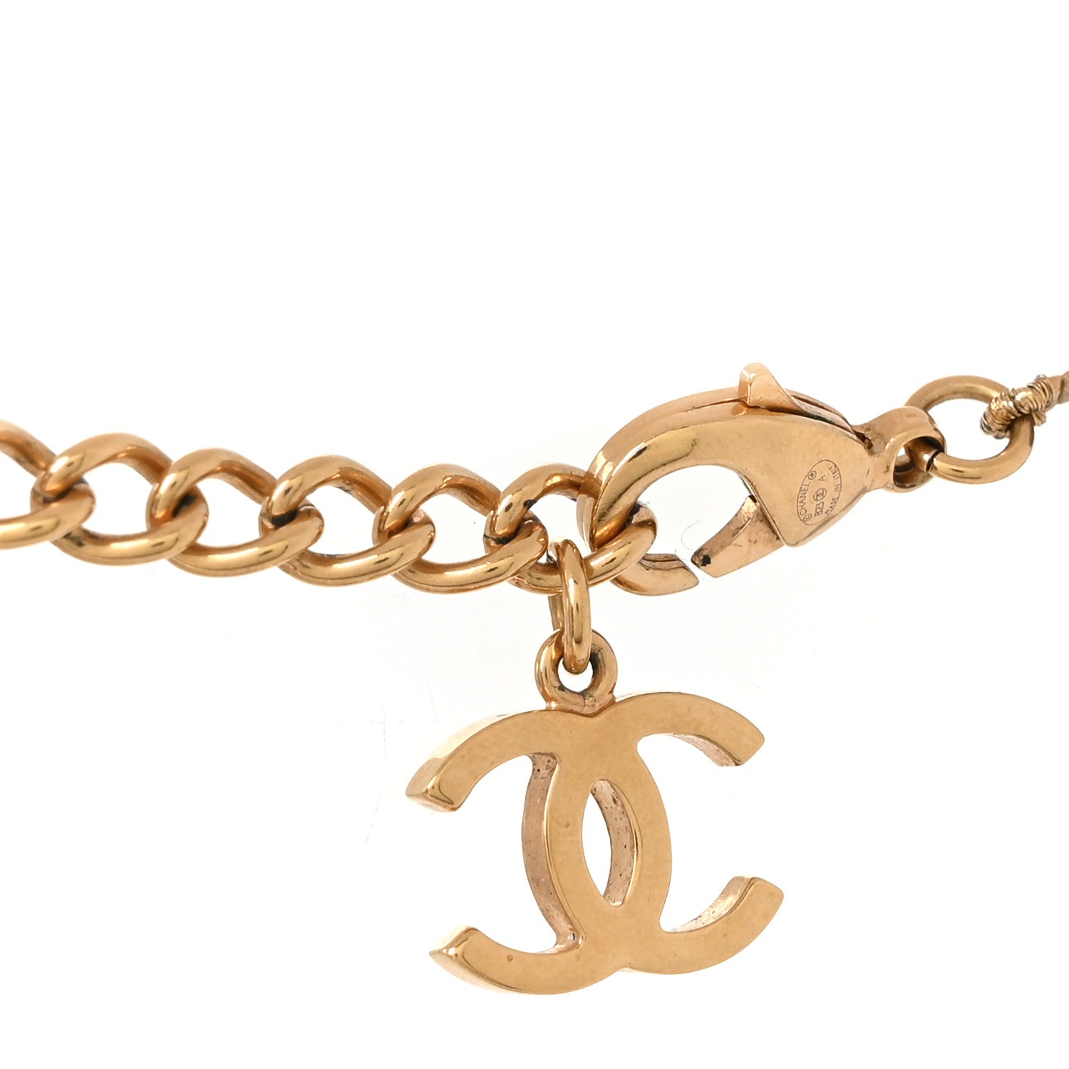 Pearl Crystal CC Choker Necklace Brown Gold