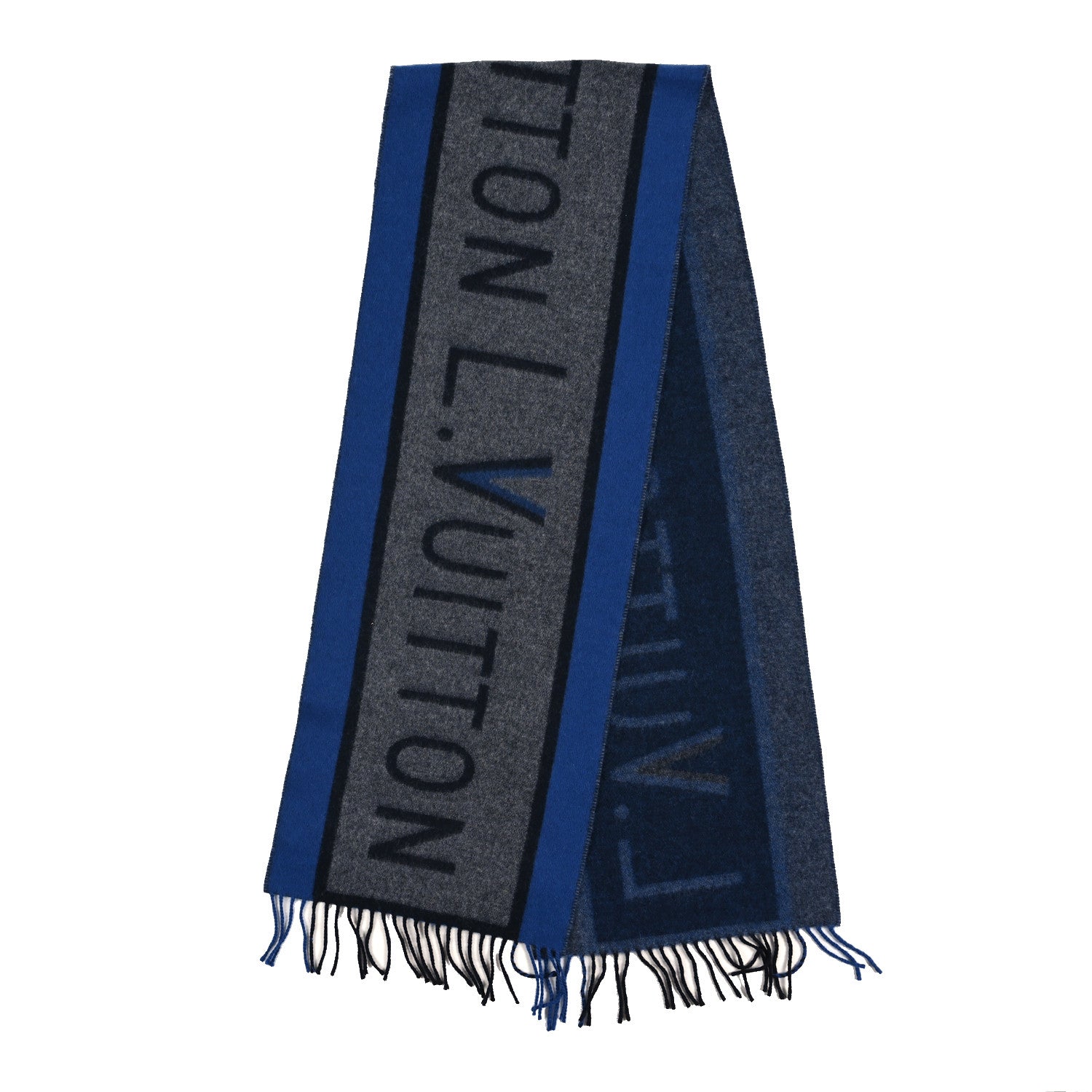 Wool Cashmere LV Scarf Grey Blue