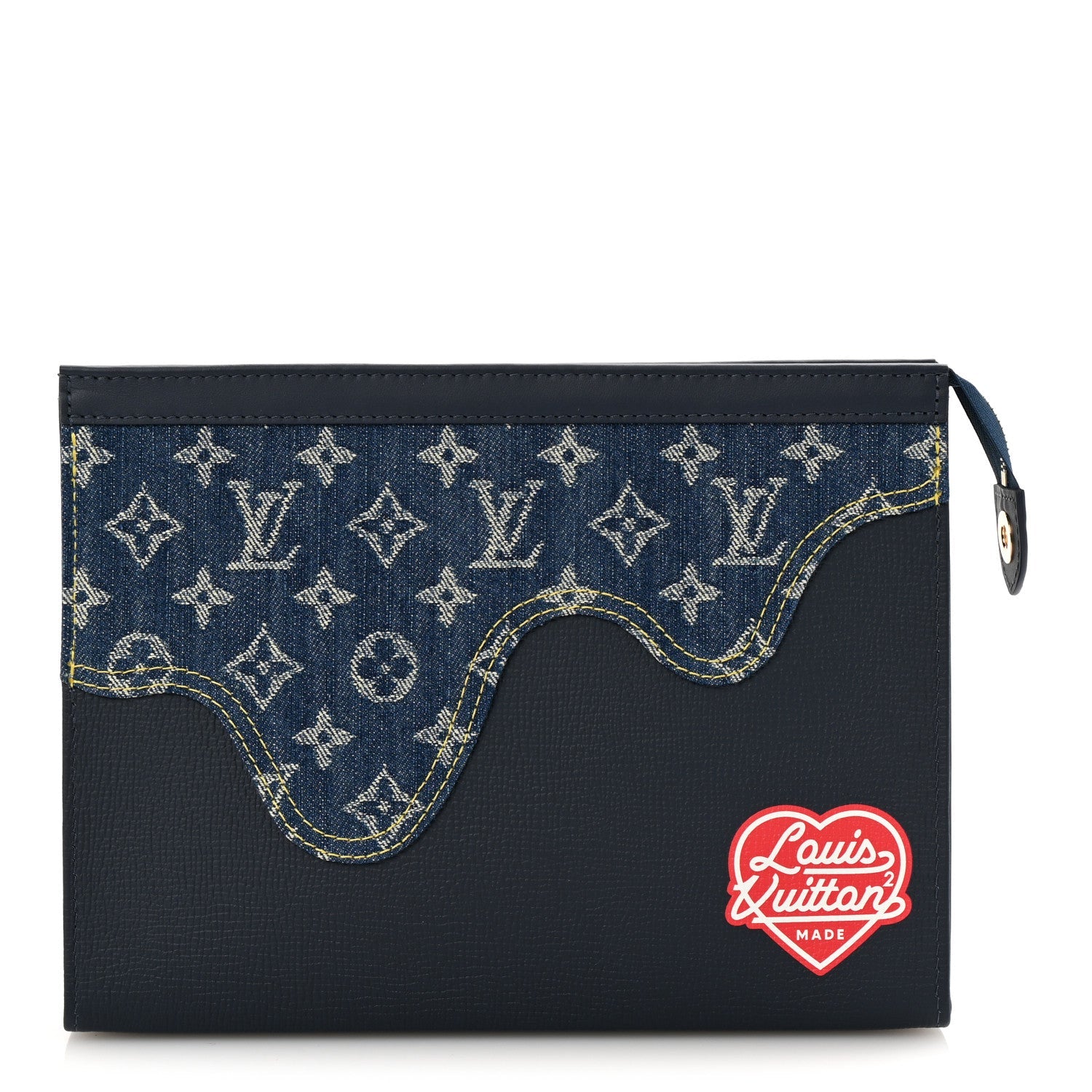 X NIGO Taurillon Monogram Denim Drip Pochette Voyage MM Blue