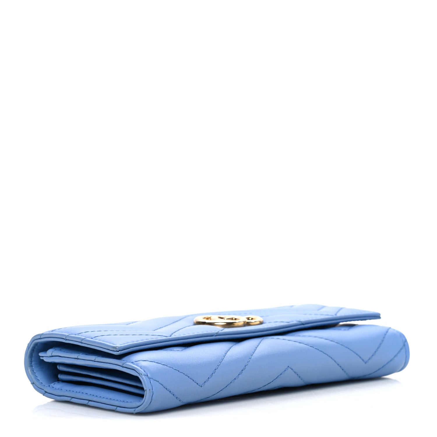 Calfskin Matelasse GG Marmont Continental Wallet Clear Sky Blue