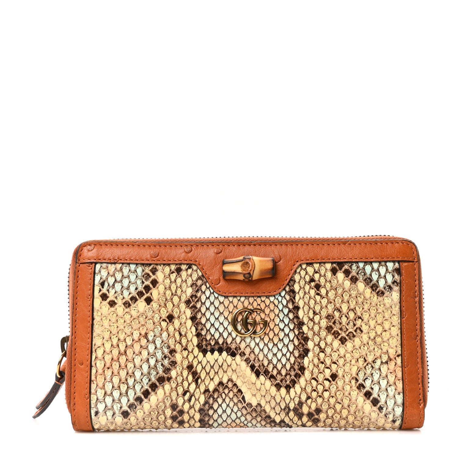 Snakeskin Ostrich Diana Continental Wallet Butter Ivory Paradise Cloud Natural Gold