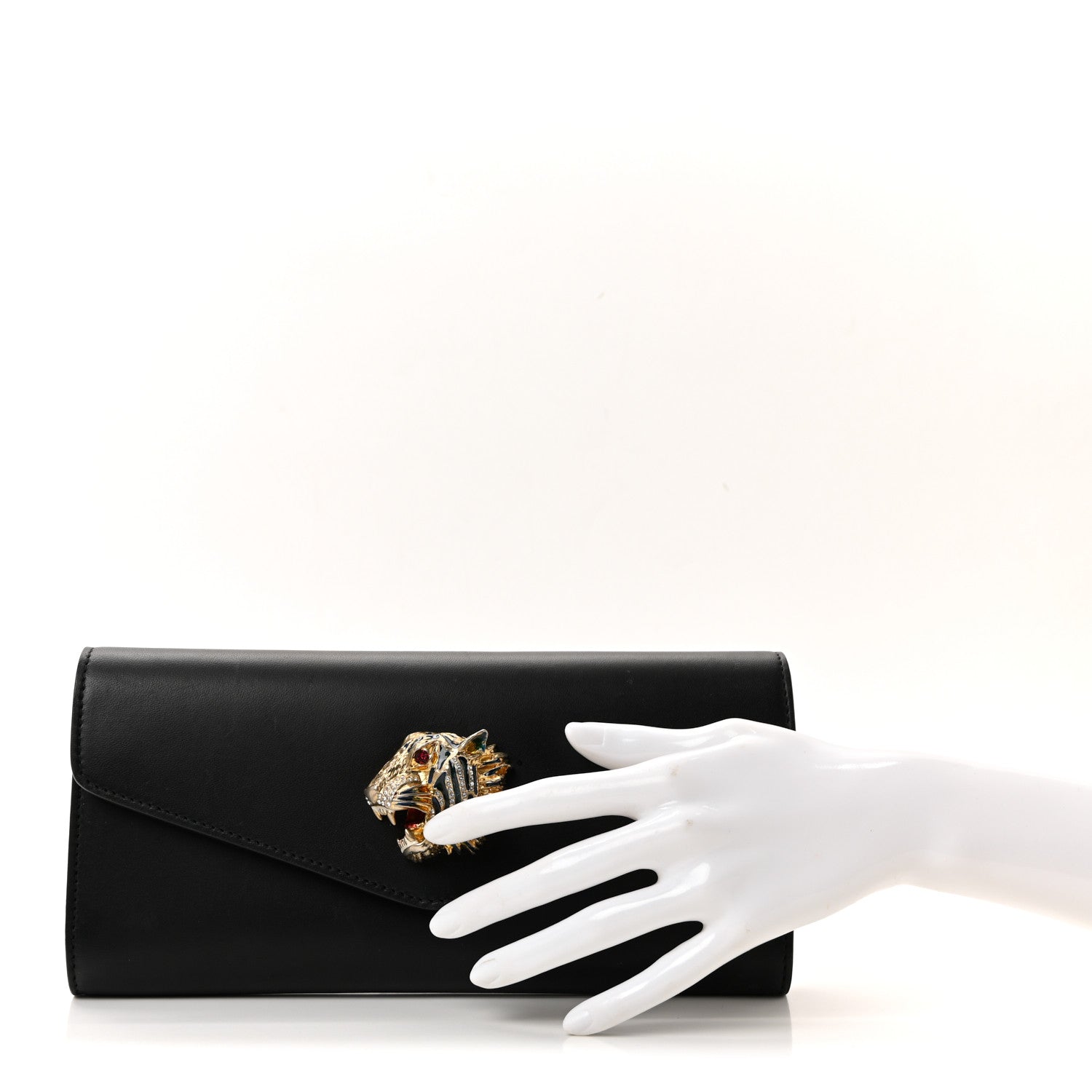 Nappa Crystal Rajah Broadway Envelope Clutch Black Multicolor