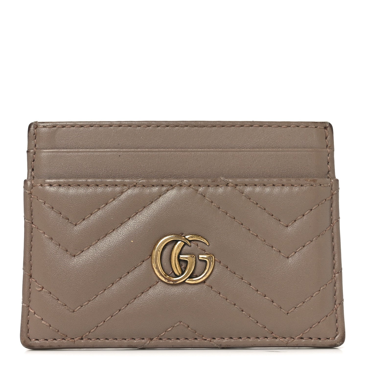 Calfskin Matelasse GG Marmont Card Holder Porcelain Rose