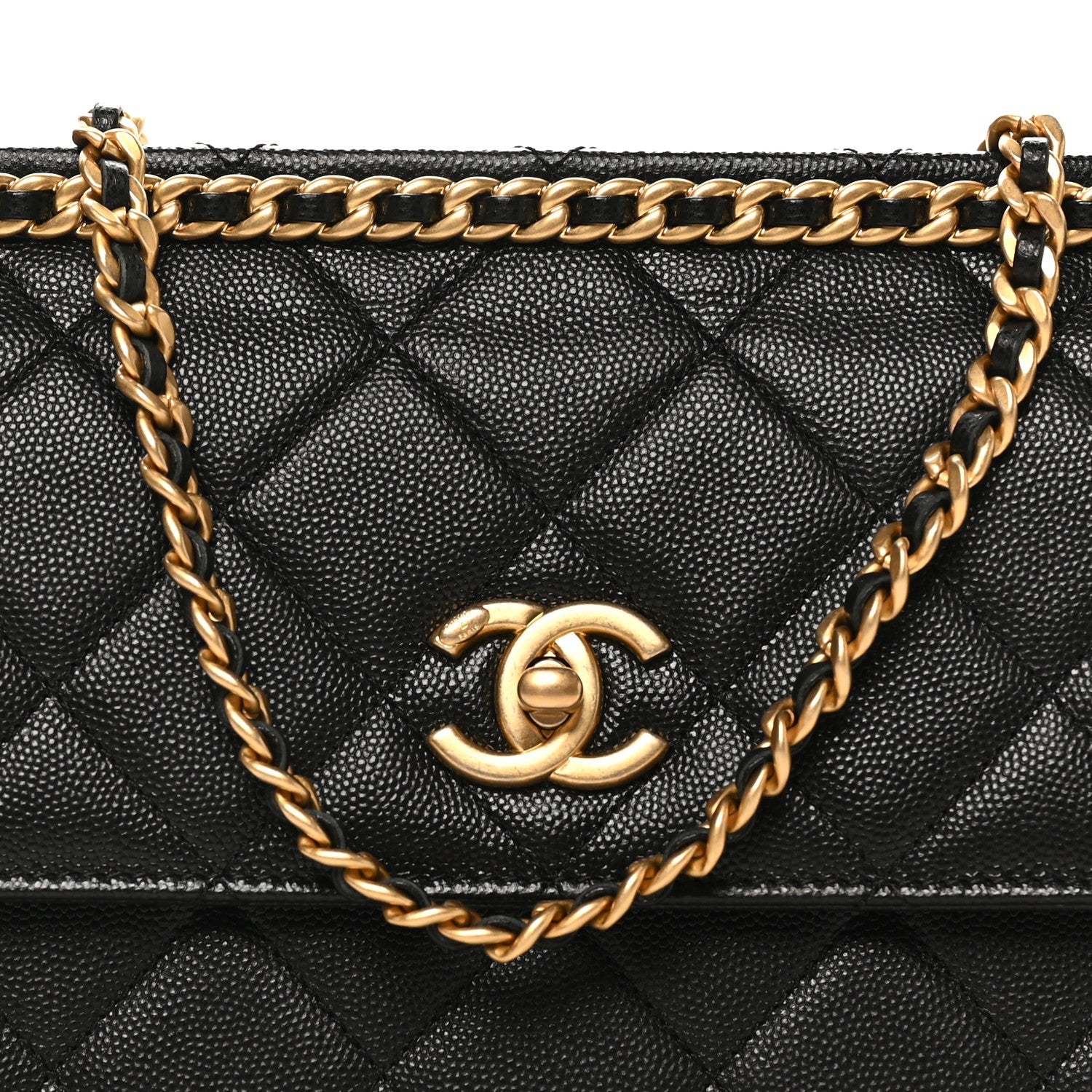 Caviar Quilted Chain Frame Flap Black