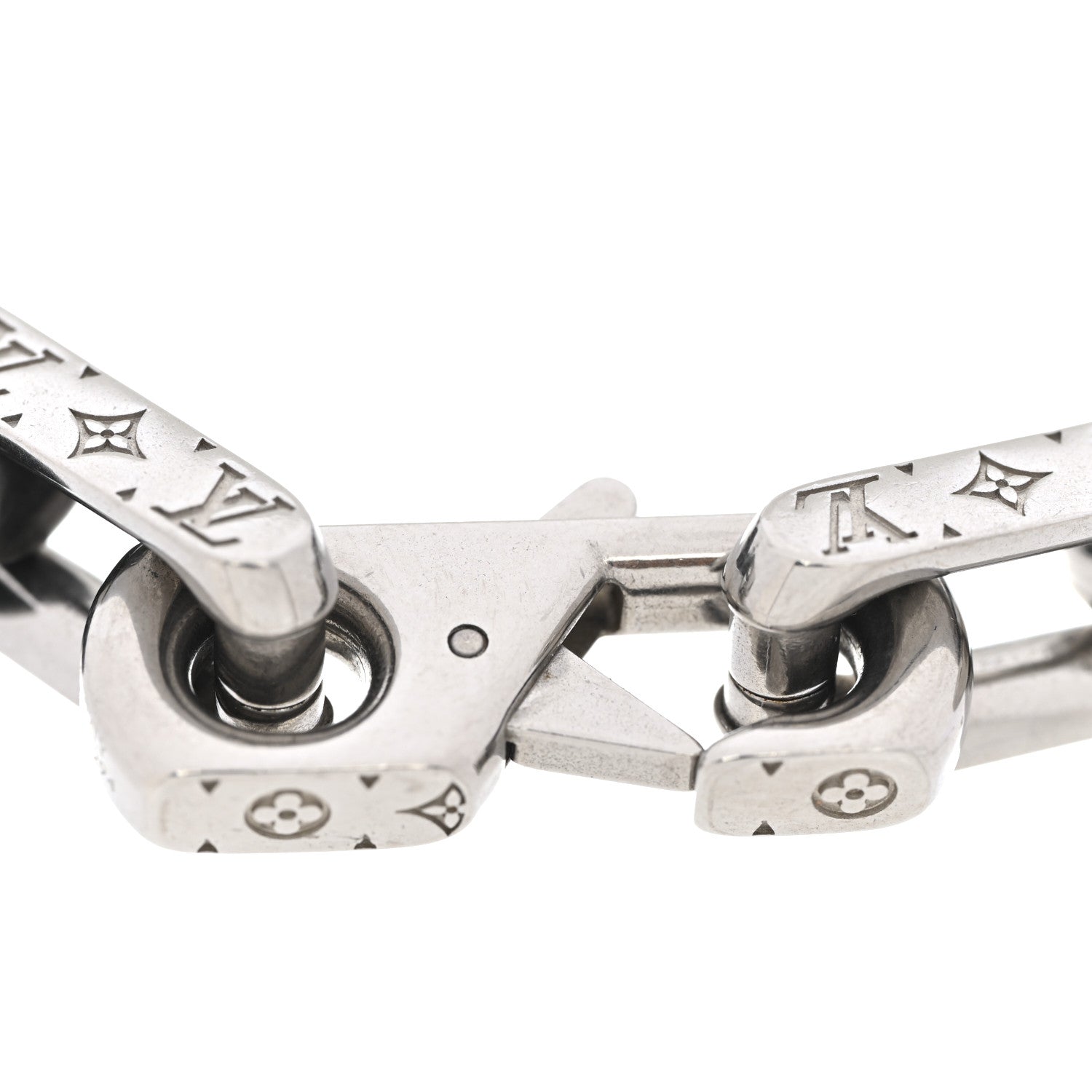 Metal Monogram Chain Bracelet Silver Black