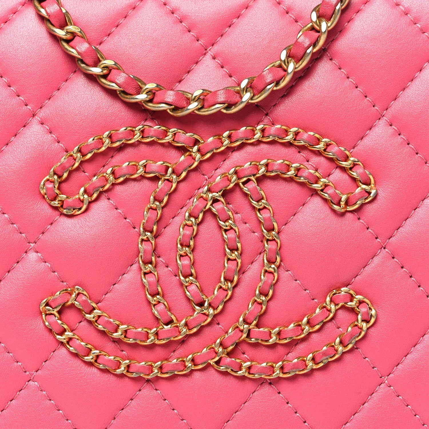 Calfskin Quilted Small CC Chain Accordion Tote Pink