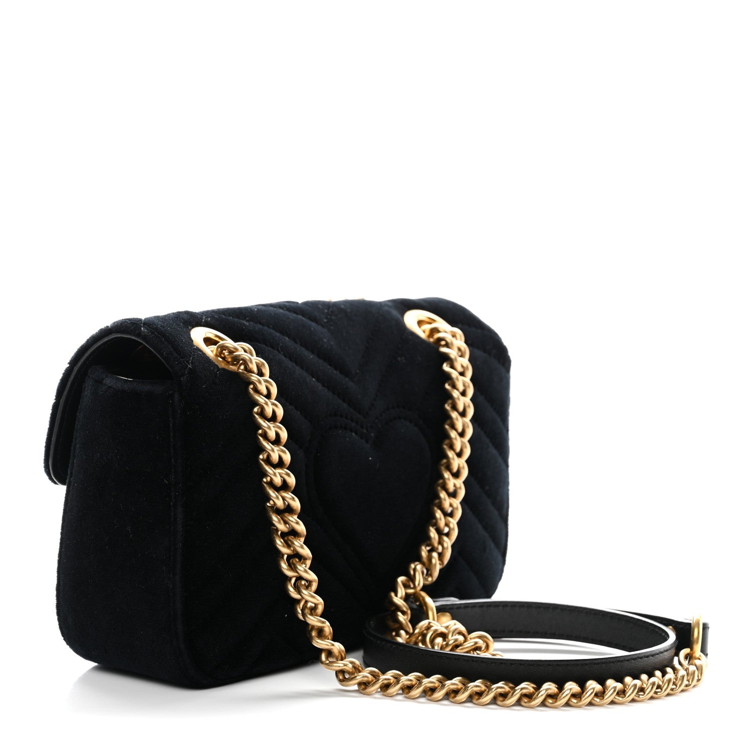 Velvet Matelasse Small GG Marmont Shoulder Bag Black