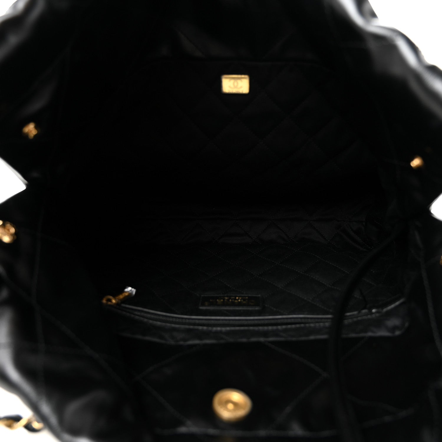 Shiny Calfskin Quilted Small Chanel 22 Black