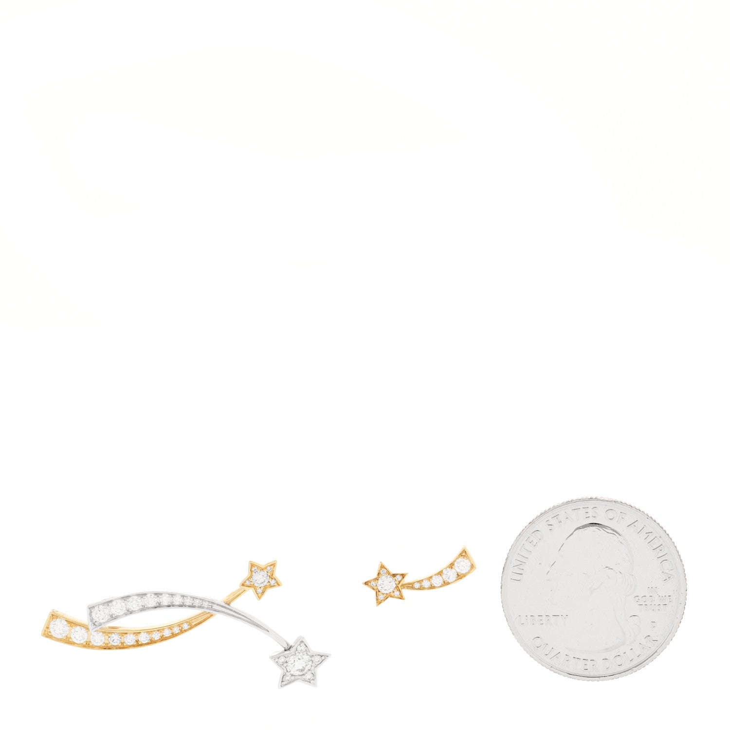18K Yellow White Gold Diamond Etoile Filante Earrings