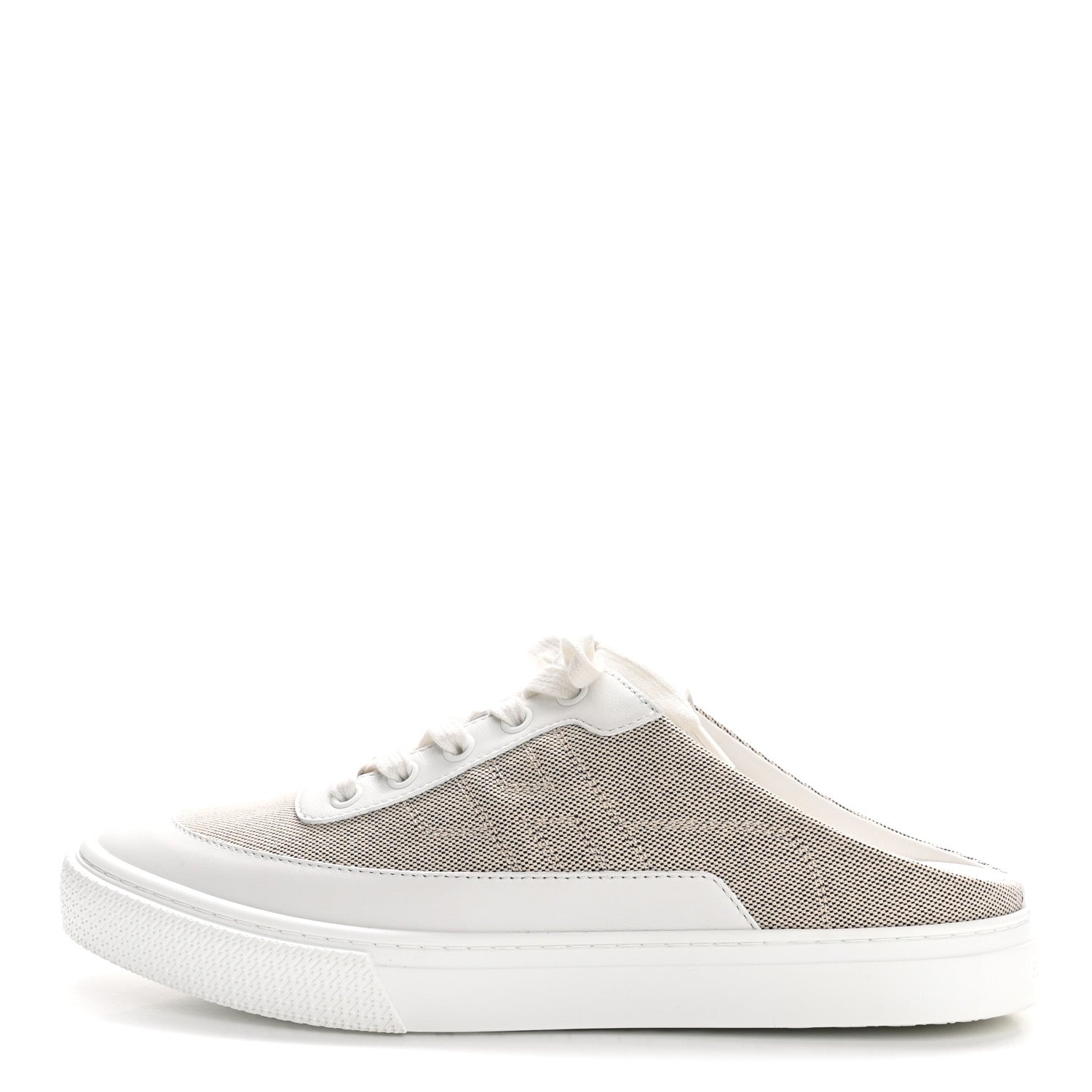 Calfskin H Canvas Keep Mule Sneakers 39 Prunoir White
