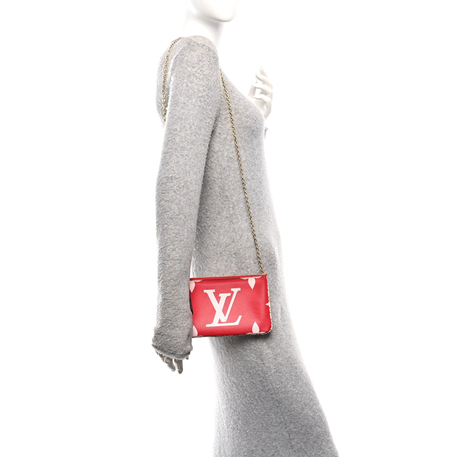 Monogram Giant Double Zip Pochette Rouge