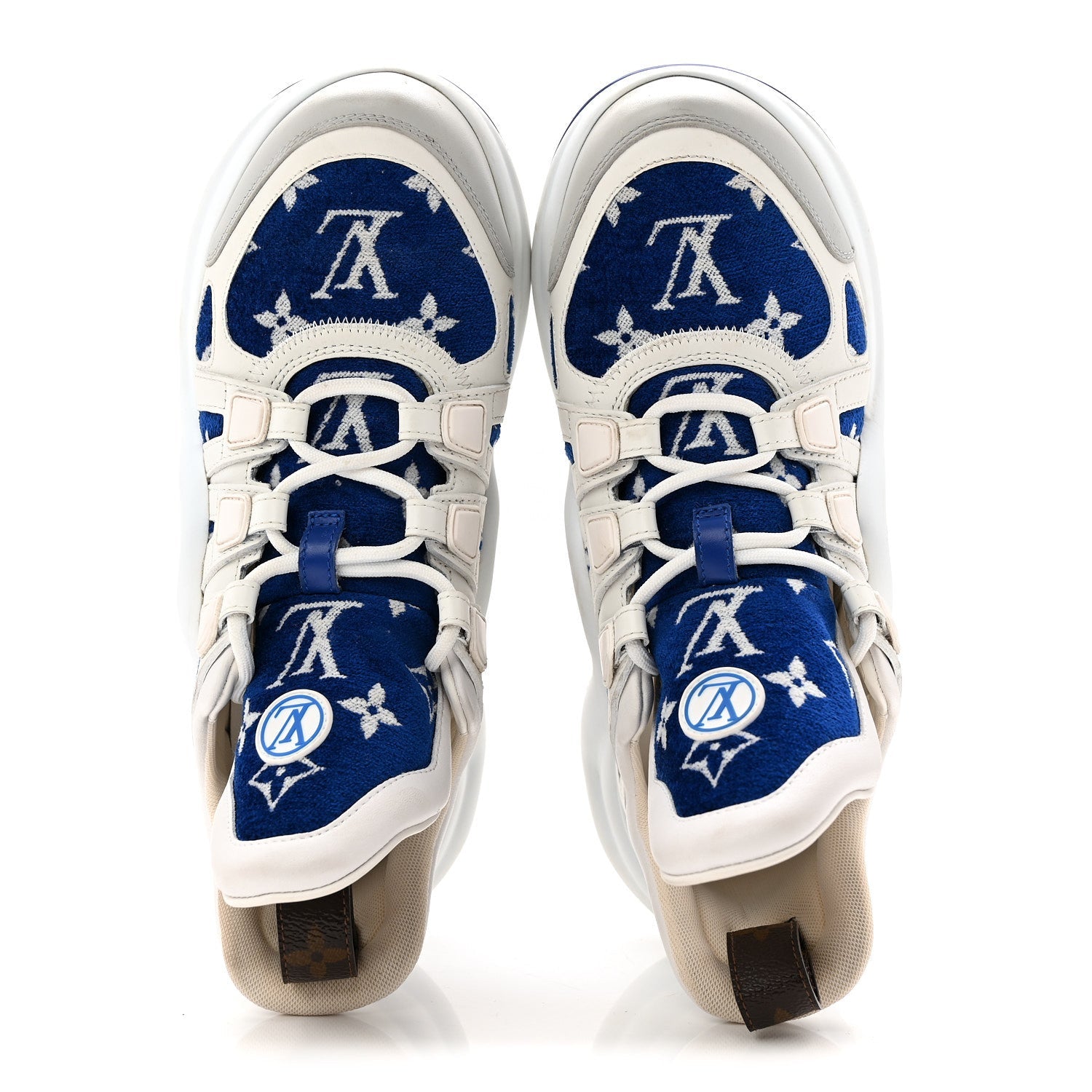 Jacquard Velvet Monogram LV Archlight Sneakers 37 White Blue