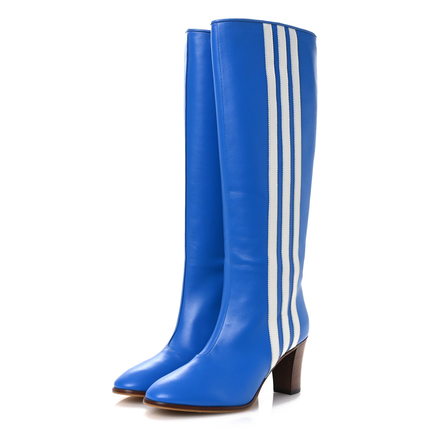 X ADIDAS Calfskin Elizabeth Knee Boots 39 Blue