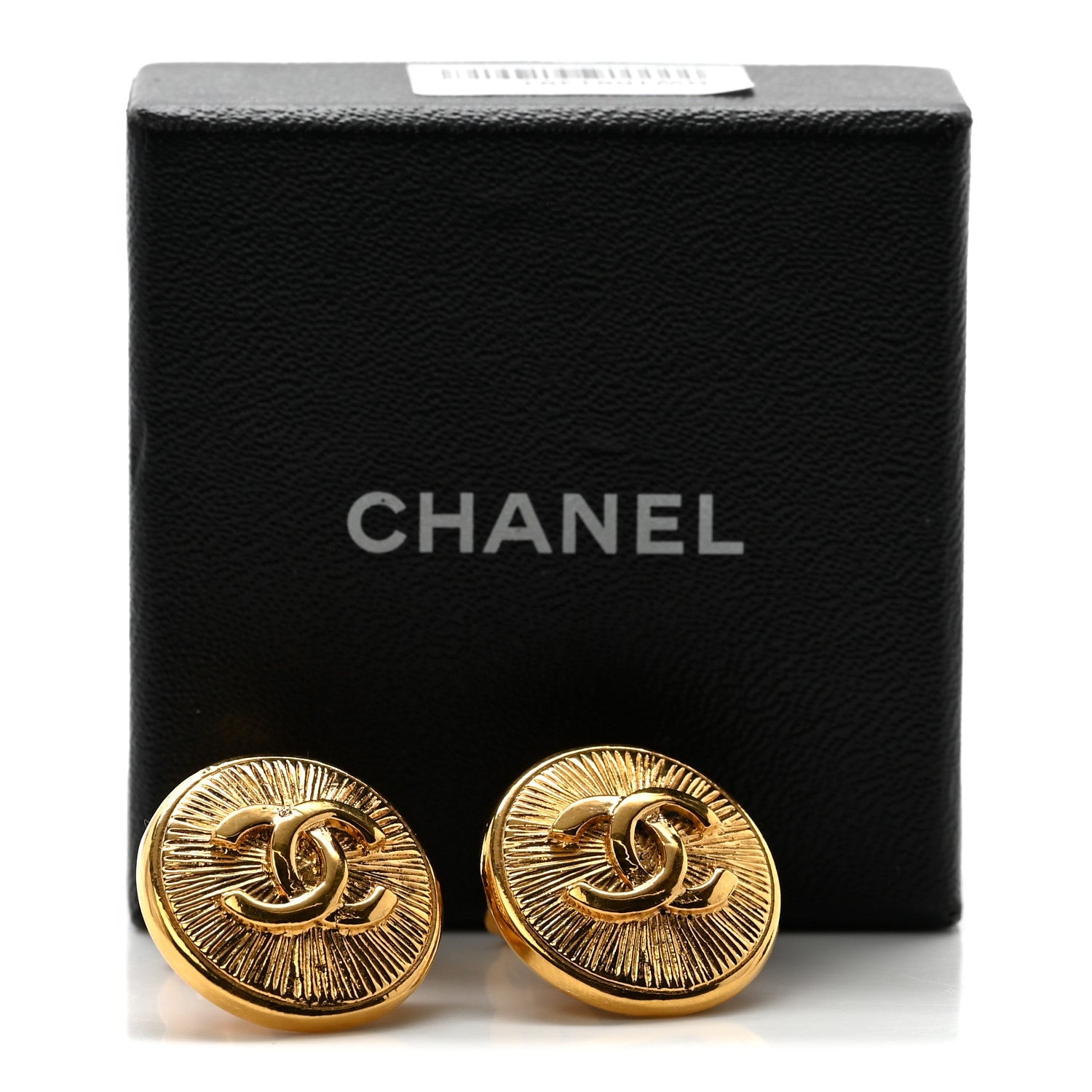 CC Button Clip On Earrings Gold