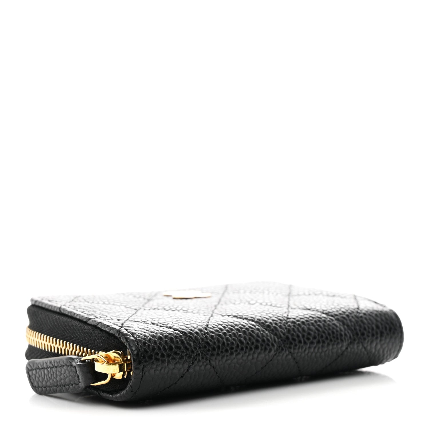 Caviar Quilted Zip Coin Purse Black