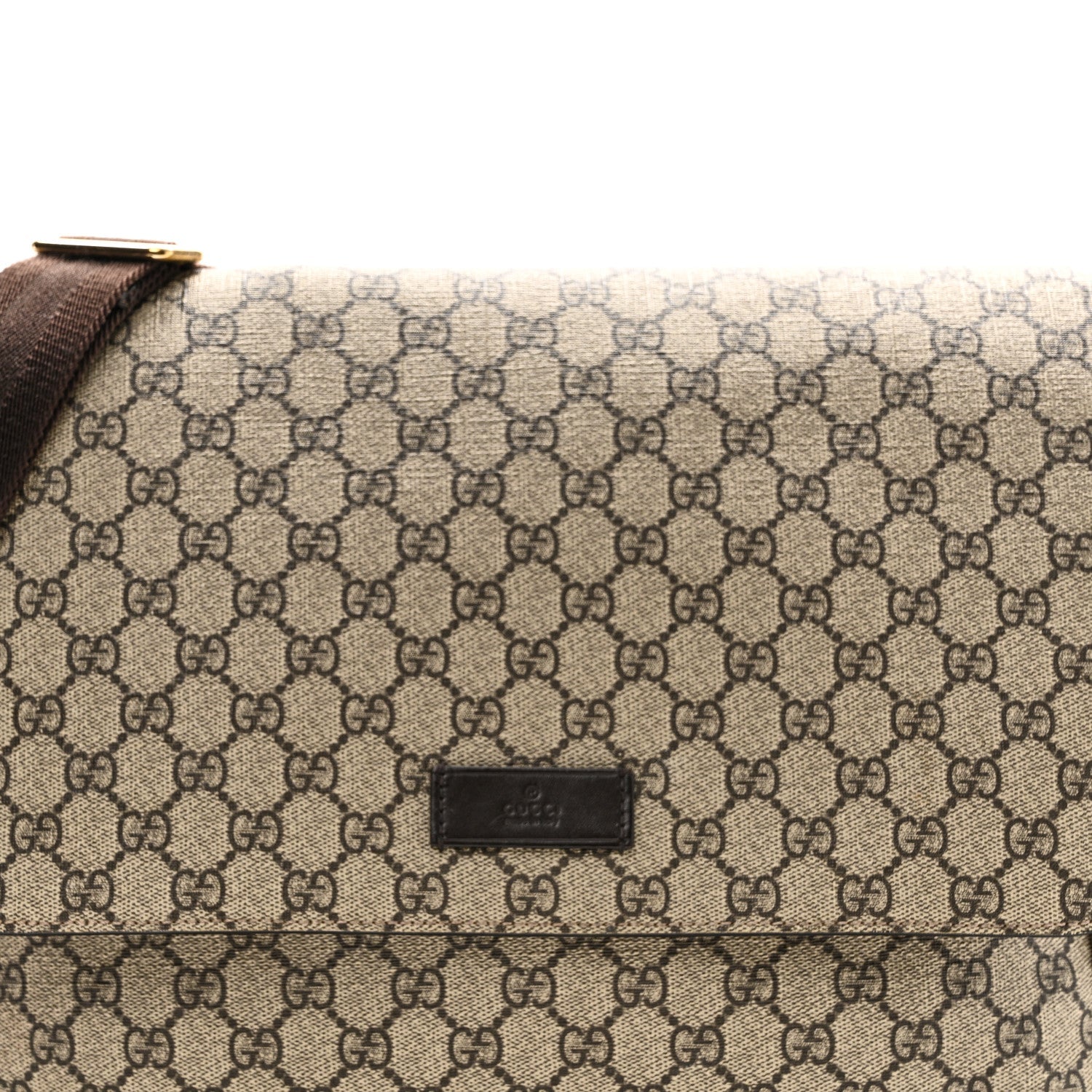 GG Plus Monogram Messenger Diaper Bag Dark Brown