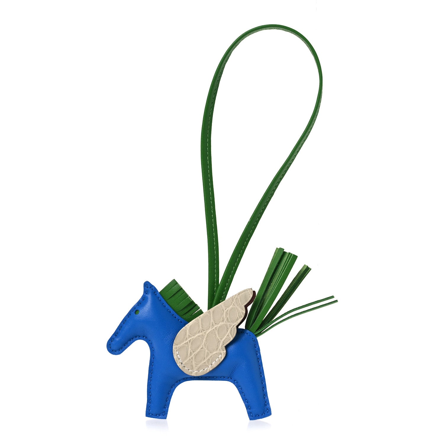 Milo Lambskin Matte Alligator Touch Grigri Rodeo Pegase Horse Bag Charm PM Bleu Zanzibar Vert Yucca Craie
