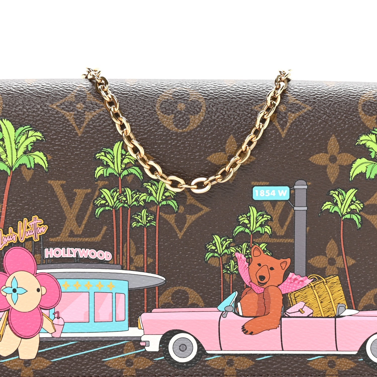 Monogram 2021 Christmas Animation Hollywood Pochette Felicie Chain Wallet Fuchsia