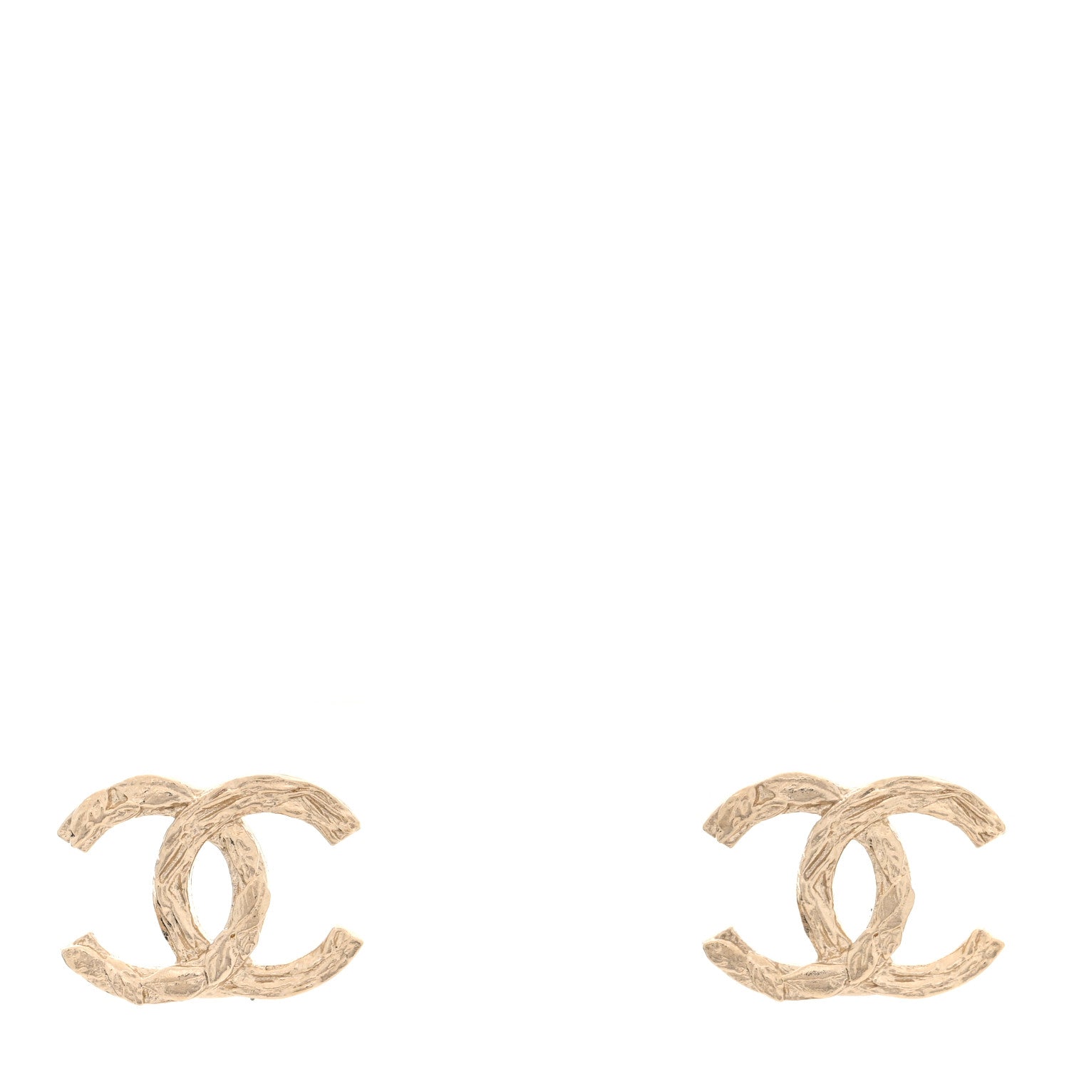 Metal Textured CC Earrings  Gold