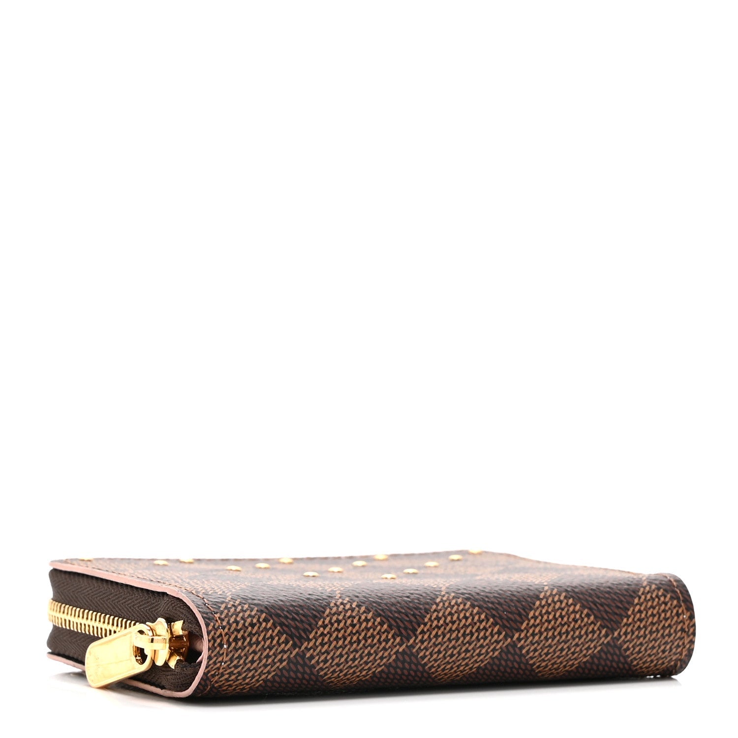 Damier Ebene Studded Zippy Coin Purse Rose Ballerine