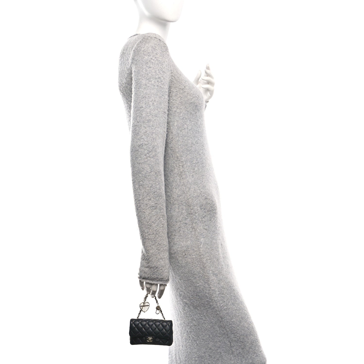 Lambskin Quilted Mini Flap Bag Charm With Hook Black