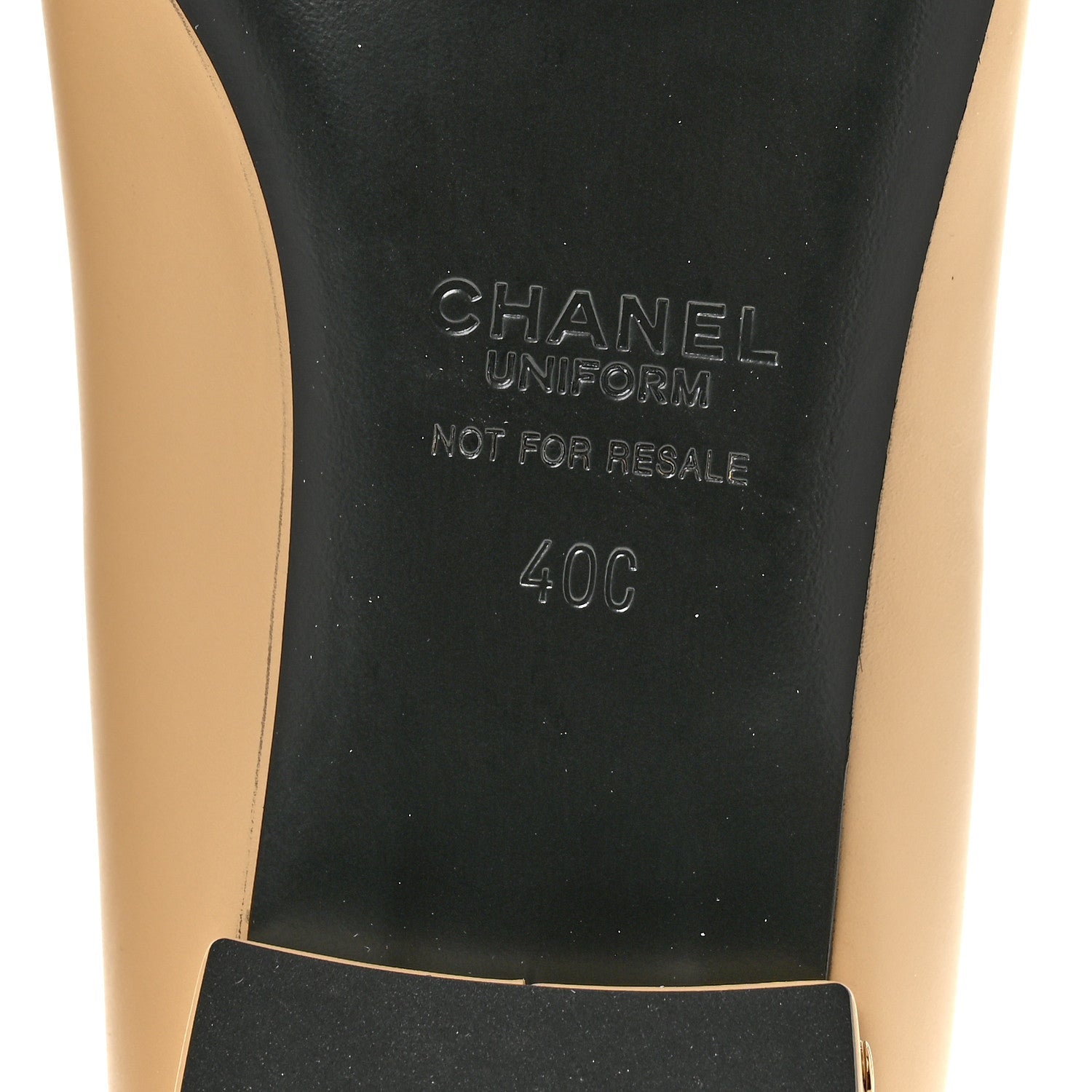 Lambskin Cap Toe CC Uniform Ballerina Flats 40 Beige Black