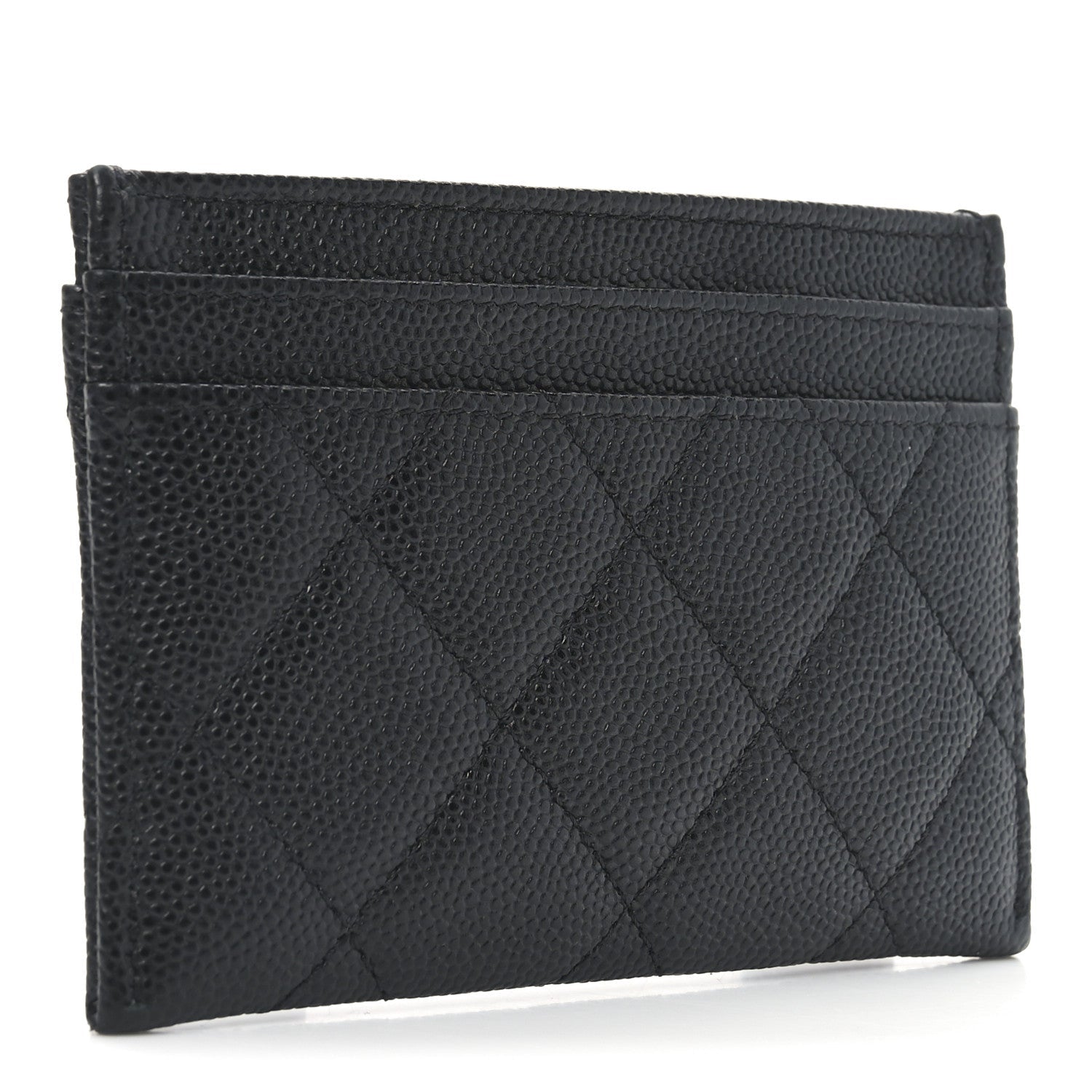 Shiny Caviar Quilted Strass CC Card Holder Black