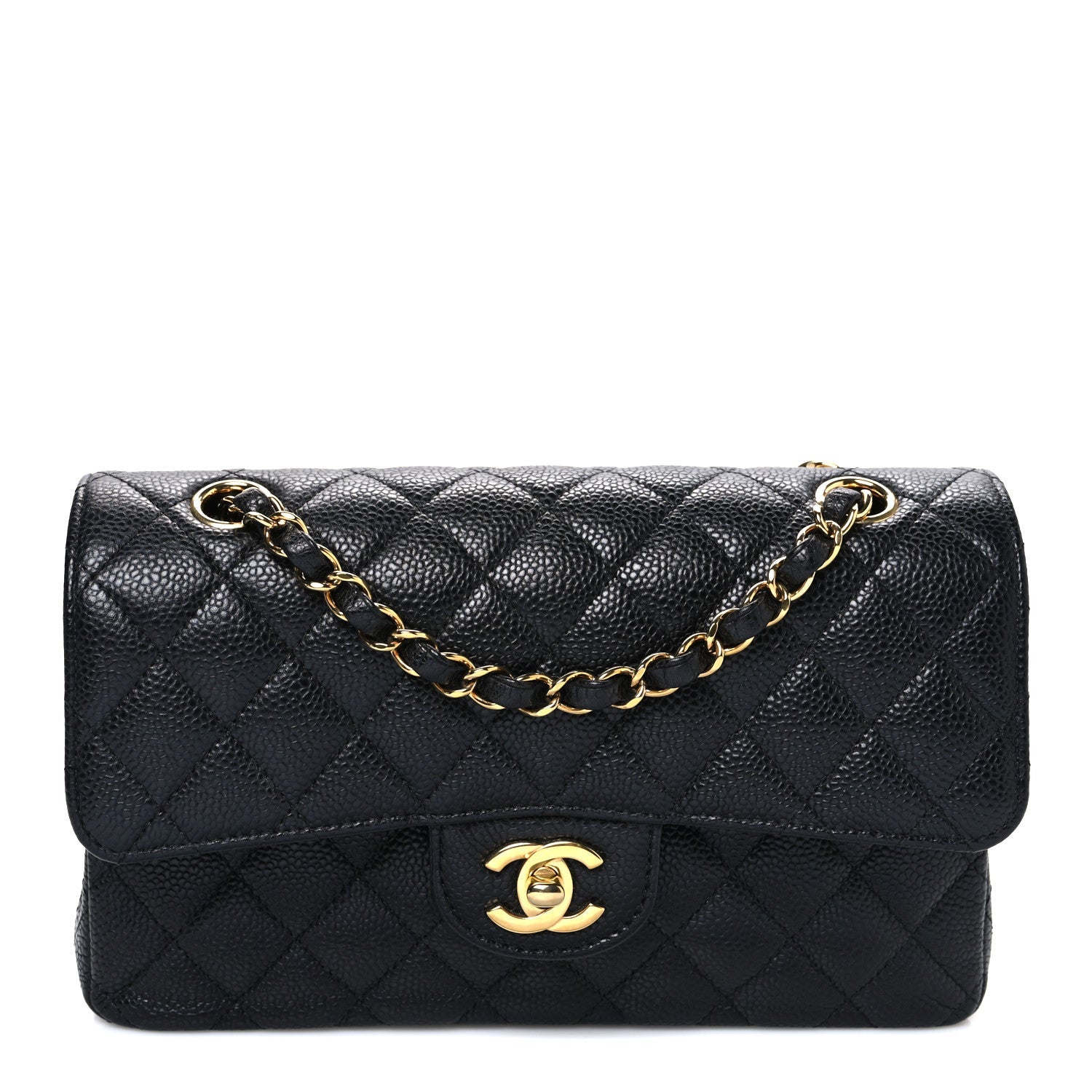Caviar Quilted Small Double Flap Black
