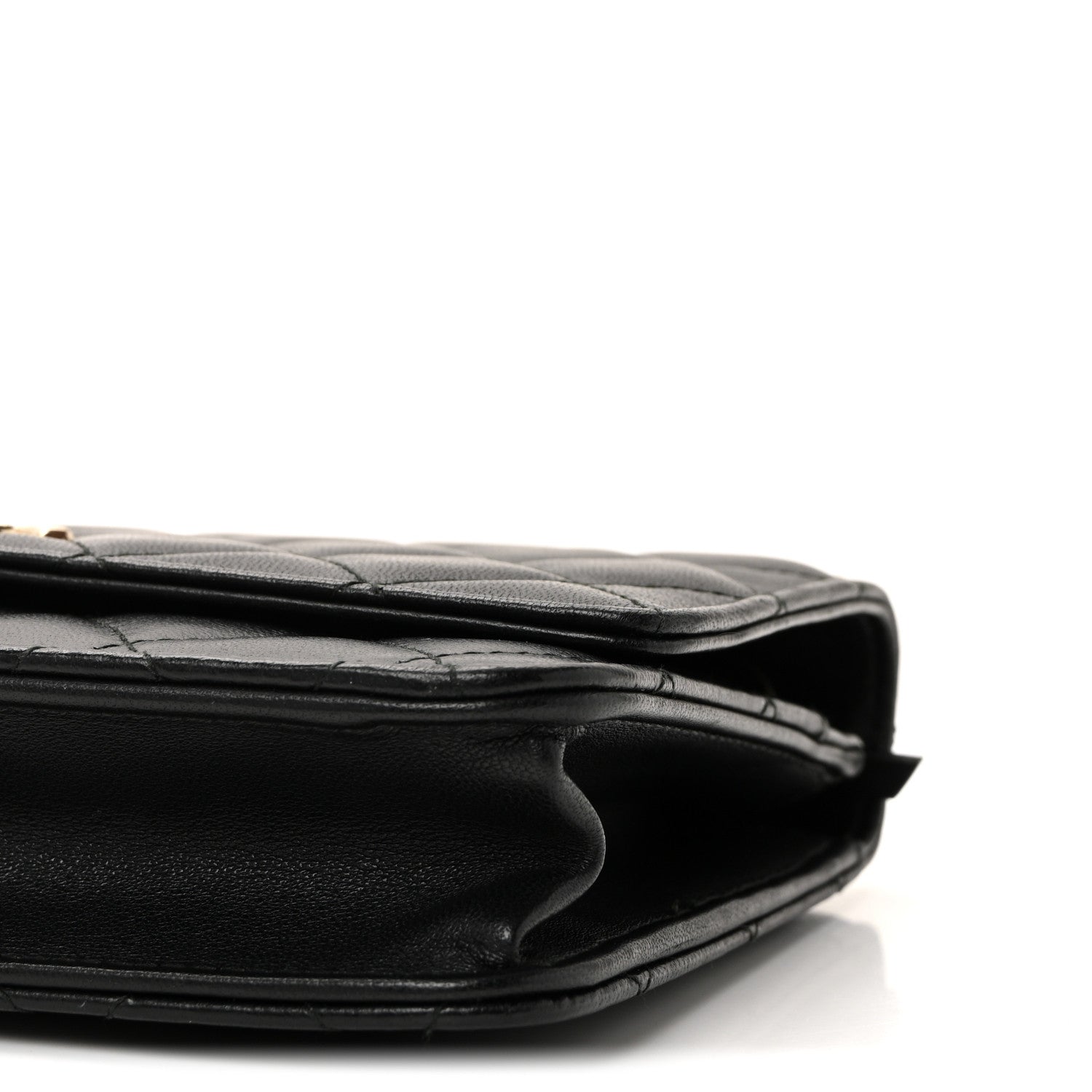Lambskin Quilted Trendy CC Wallet On Chain WOC Black