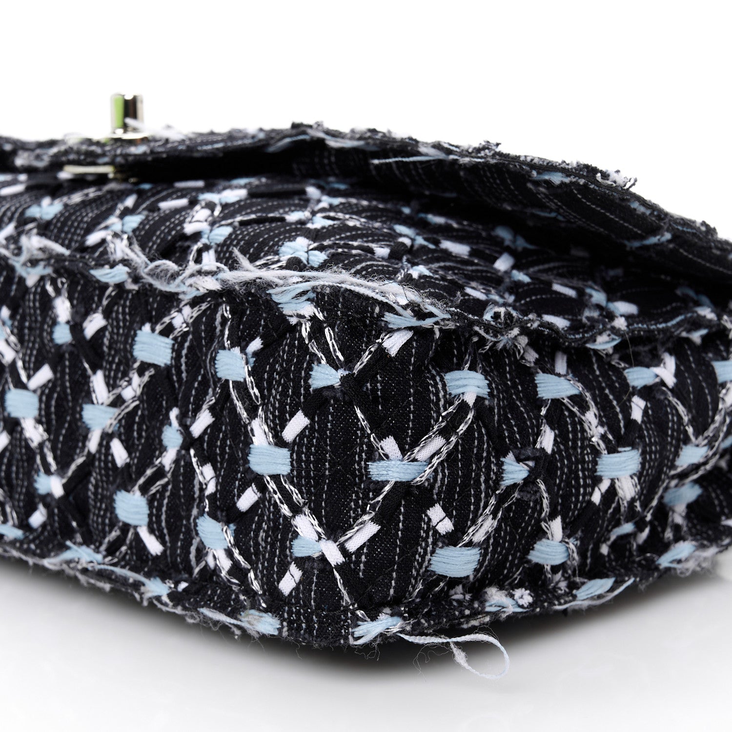 Woven Denim Medium Flap Light Blue