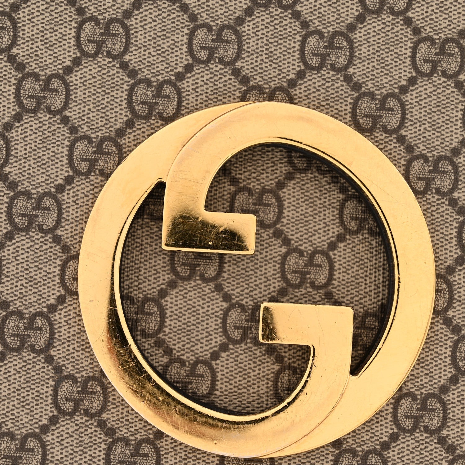 GG Supreme Monogram Textured Dollar Calfskin Web Medium Blondie Shoulder Flap Bag Beige Ebony New Acero