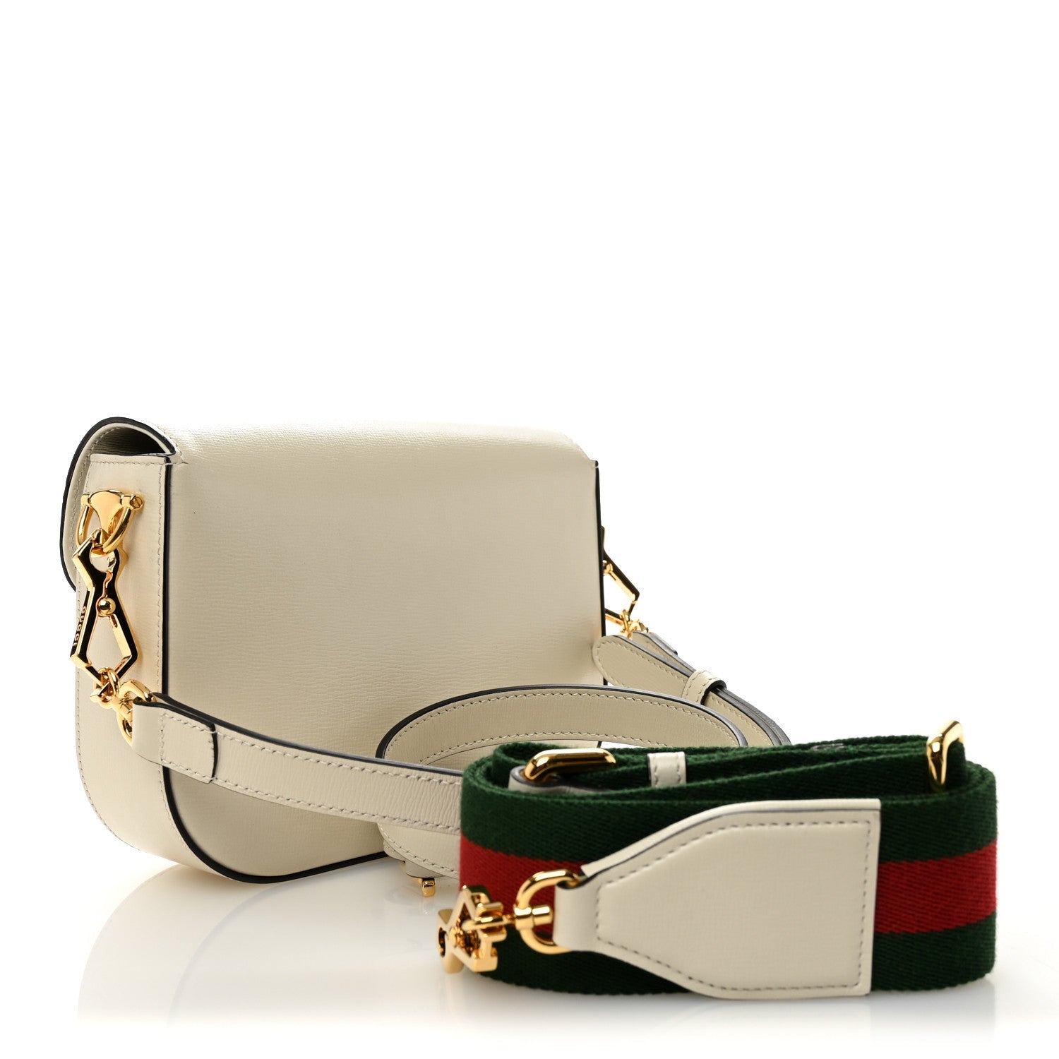 Azalea Calfskin Web Mini Horsebit 1955 Shoulder Bag Mystic White