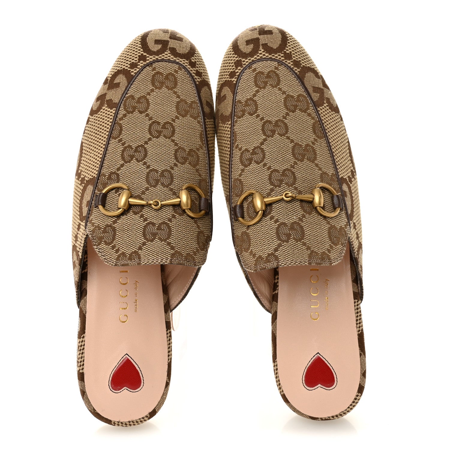 Monogram Jumbo GG Malaga Kid Womens Princetown Slippers 35 Camel Ebony New Acero Beige