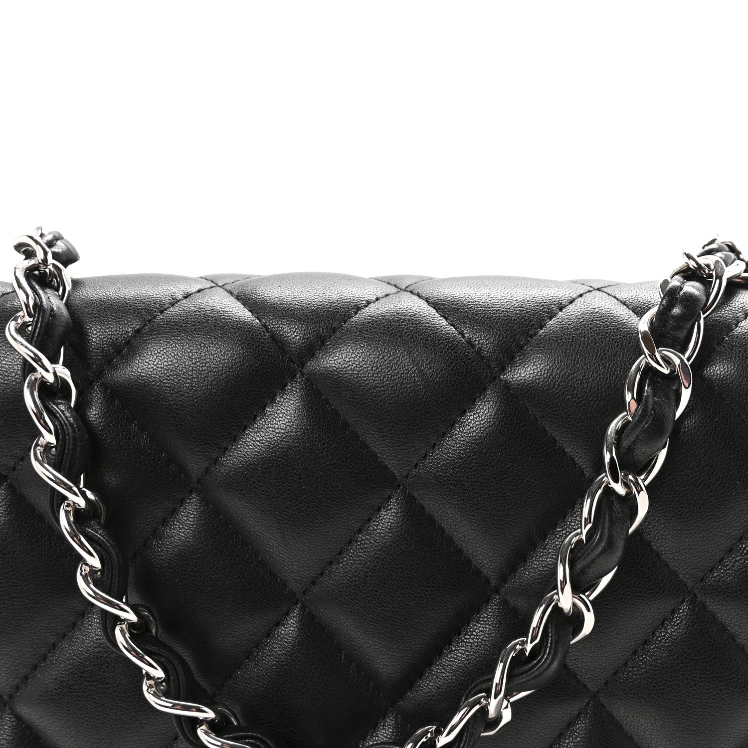 Lambskin Quilted Jumbo Single Flap Black