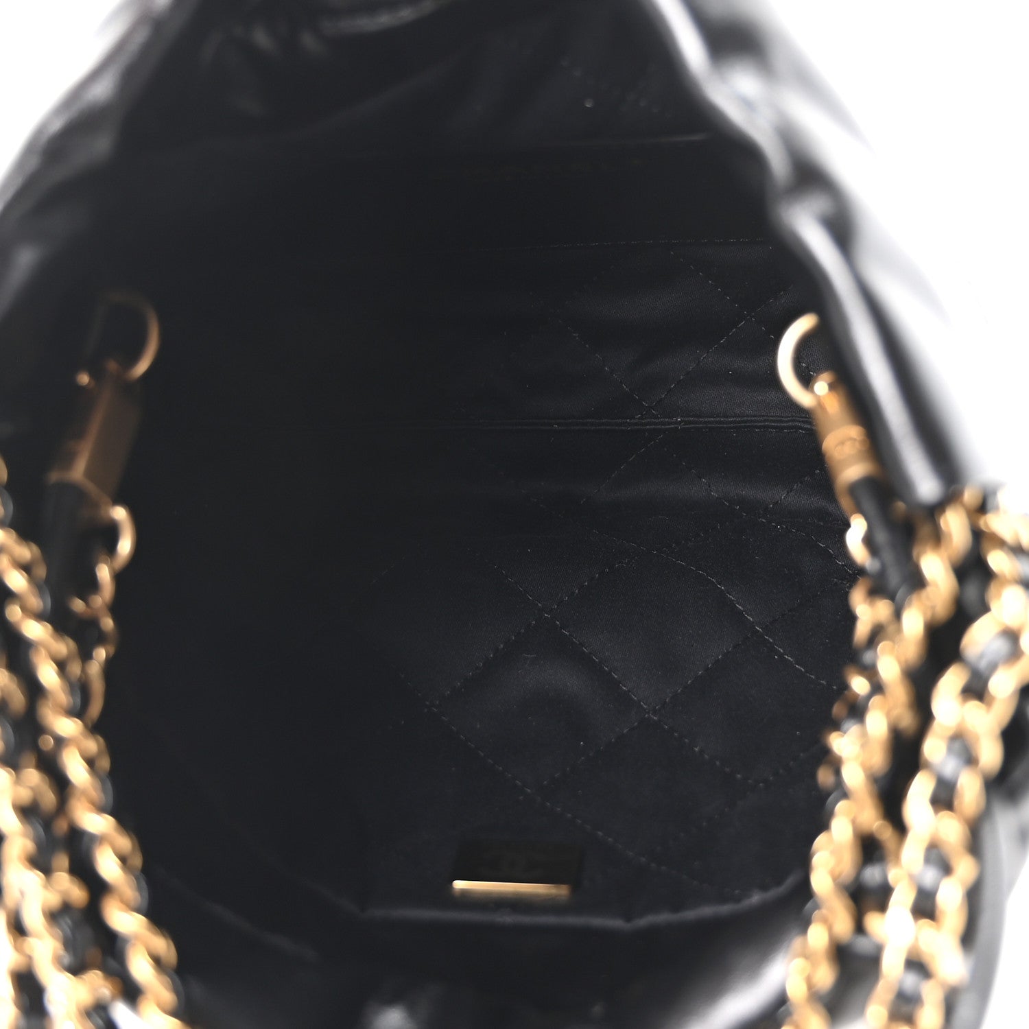 Shiny Calfskin Striped Mini Chanel 22 Black White