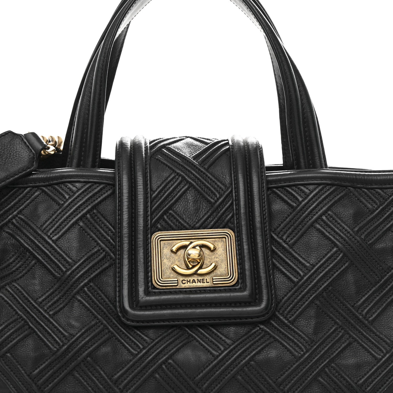 Calfskin Large Retro Girl Shopping Tote Black